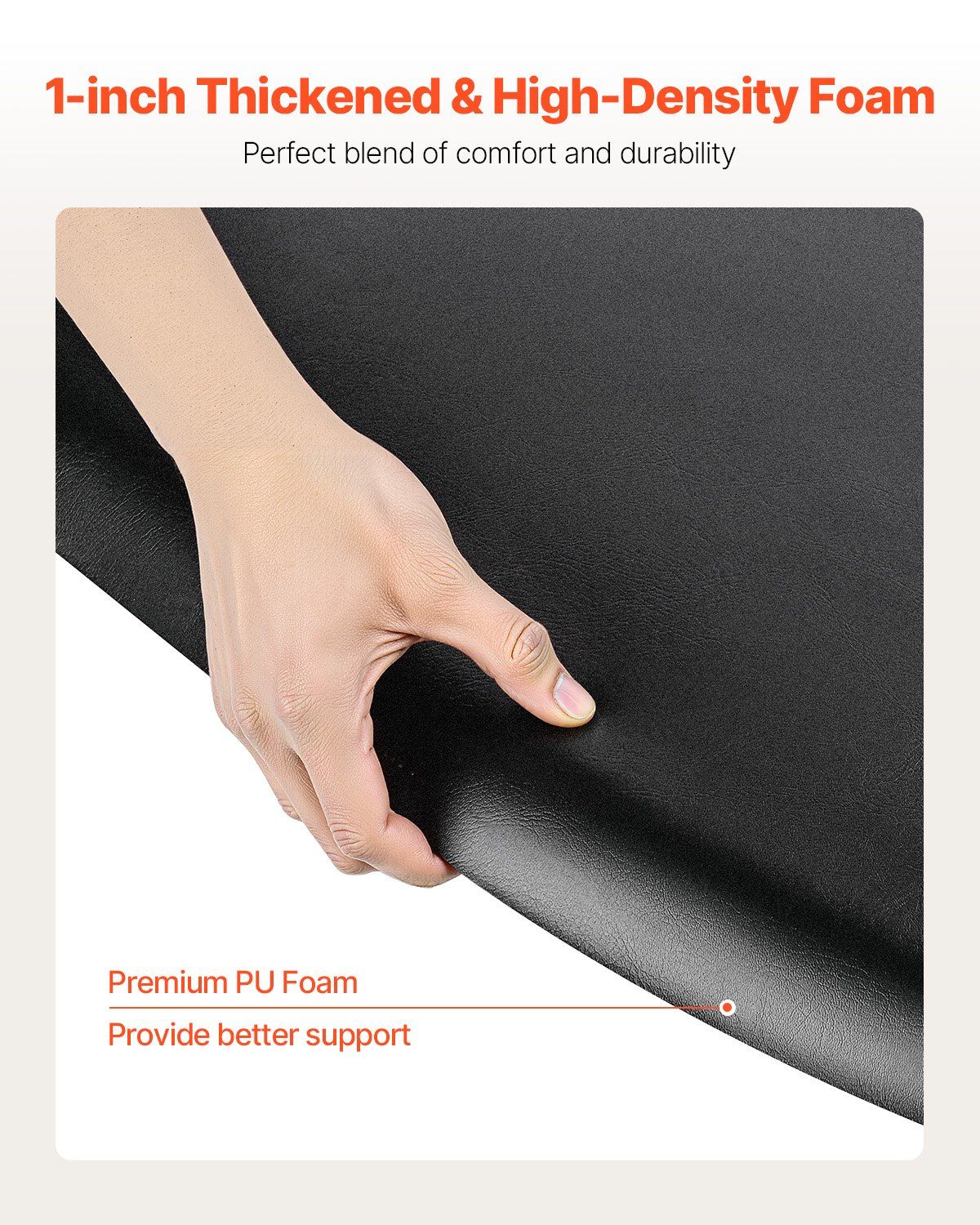 Salon Mat for Hair Stylist, 1220 x 930 mm Semi-circle Salon Chair Mat, 25mm Thickened Anti Fatigue Barber Shop Floor Mat with Round Cut Out, Easy-to-Clean PVC Surface & Anti-Trip Beveled Edges - Image 3