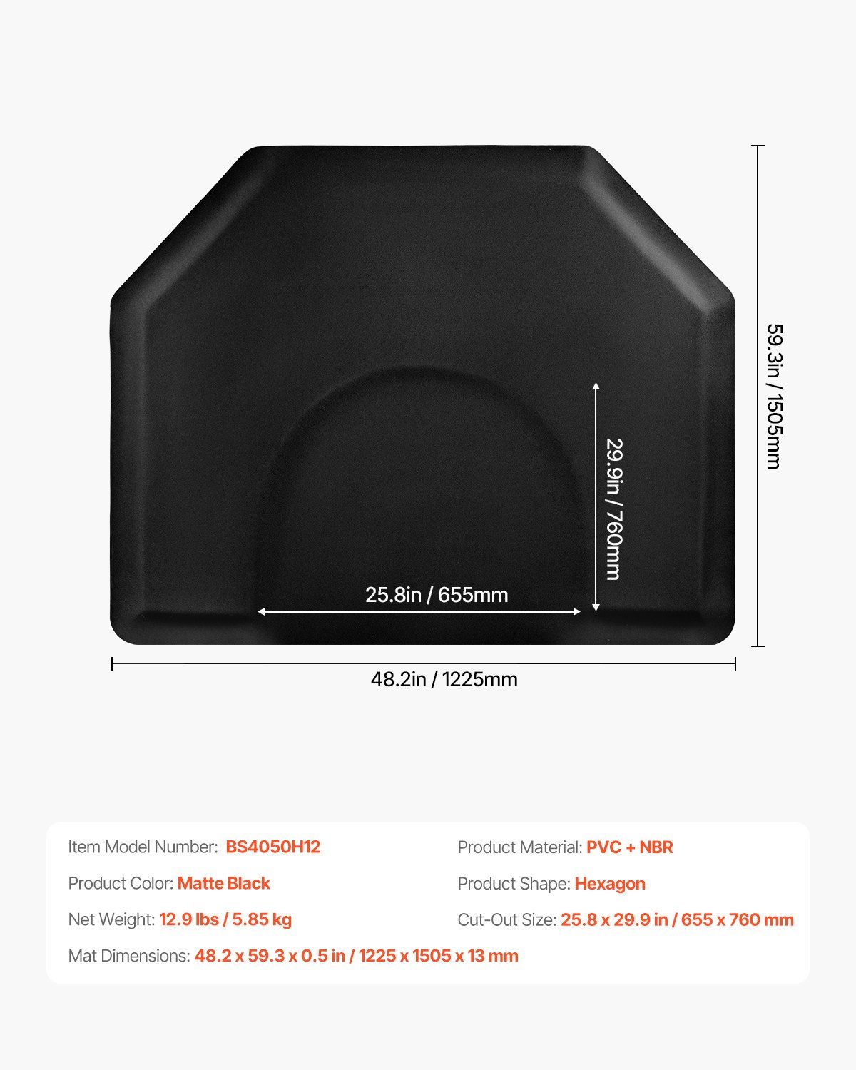Salon Mat for Hair Stylist, 1225 x 1505 mm Hexagon Salon Chair Mat Anti Fatigue, 13mm Thickened Barber Shop Floor Mat with Round Cut Out, Easy-to-Clean PVC Surface & Anti-Trip Beveled Edges - Image 7
