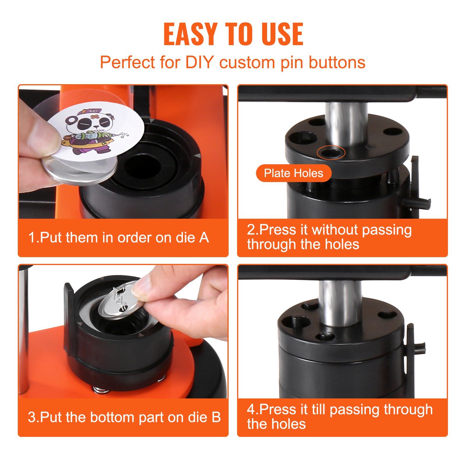 Button Maker Machine, 1.25 inch/32mm Pin Maker, Installation-Free Badge Punch Press Kit, Children DIY Gifts Button Making Supplies with 500pcs Button Parts, Circle Cutter, Magic Book - Image 5