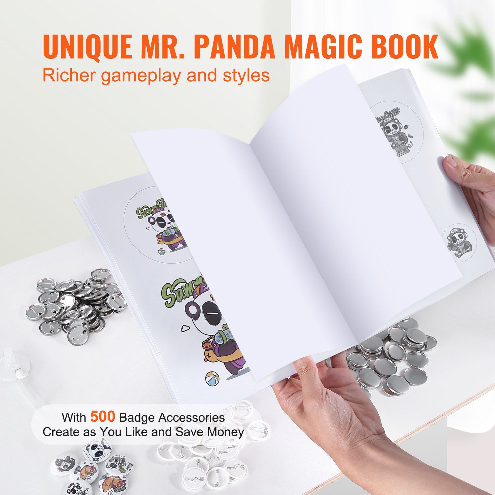 Button Maker Machine, 1.25 inch/32mm Pin Maker, Installation-Free Badge Punch Press Kit, Children DIY Gifts Button Making Supplies with 500pcs Button Parts, Circle Cutter, Magic Book - Image 6