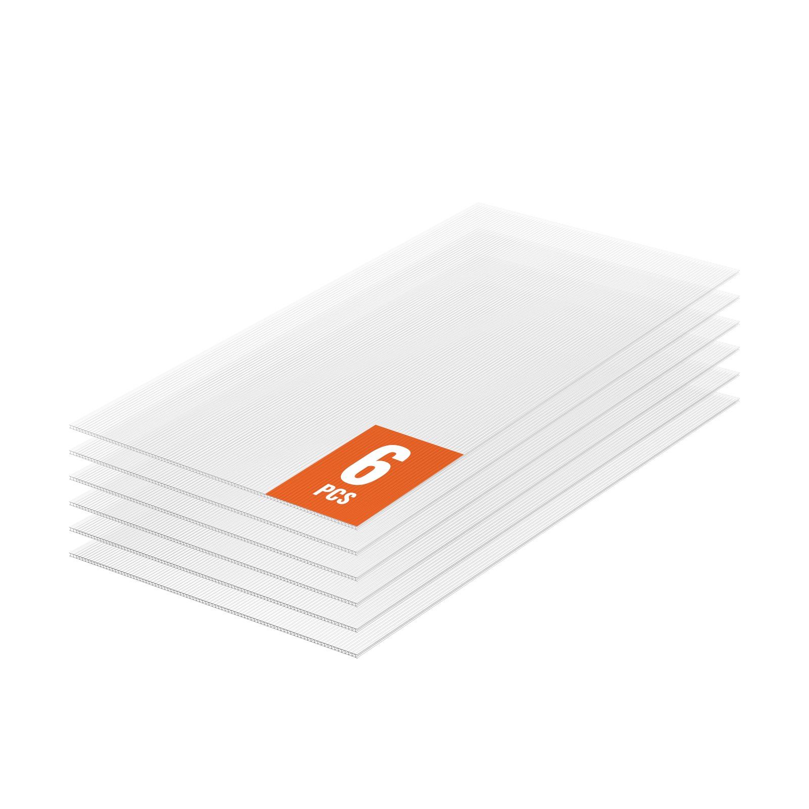 6 Pack Polycarbonate Greenhouse Panels, 3.96' x 1.98' x 0.157