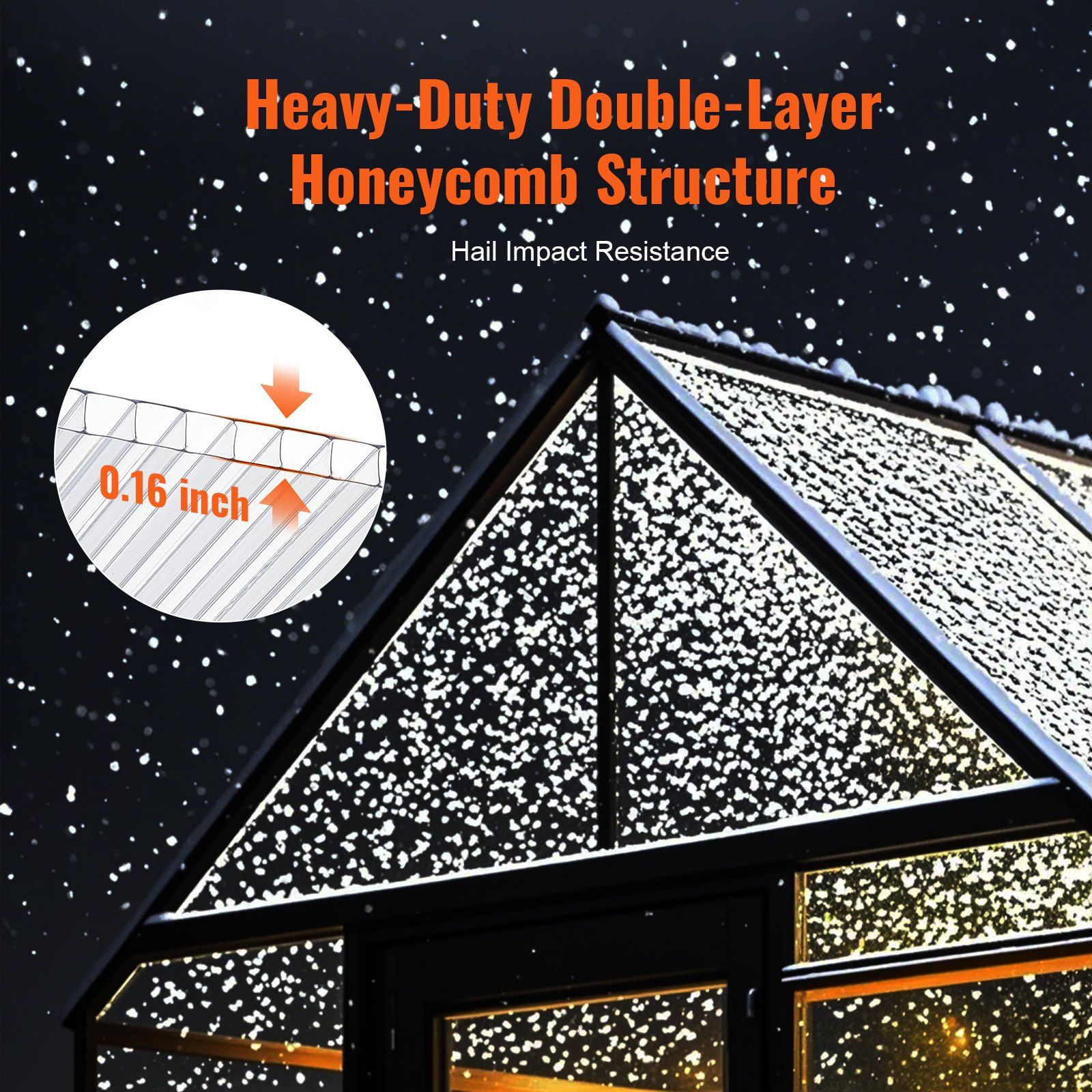 6 Pack Polycarbonate Greenhouse Panels, 3.96' x 1.98' x 0.157