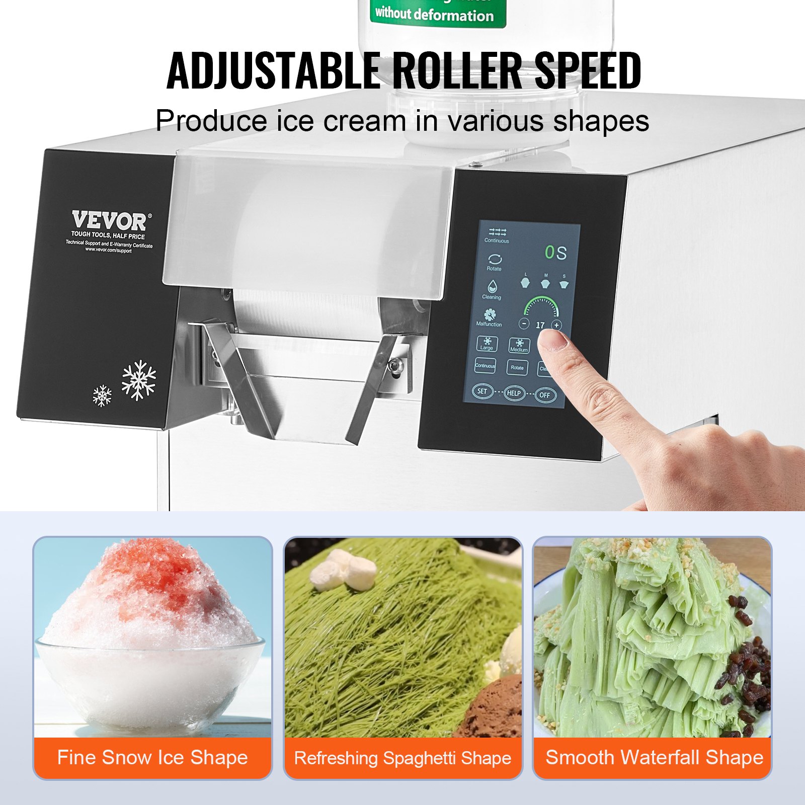 Commercial Snowflake Ice Machine, 397LBS/24H Snowflake Ice Maker, Stainless Steel Ice Shaver Machine, Electric Snow Cone Maker, Liquid Cooling System for Rapid Heat Dissipation, Ice Cream - Image 3