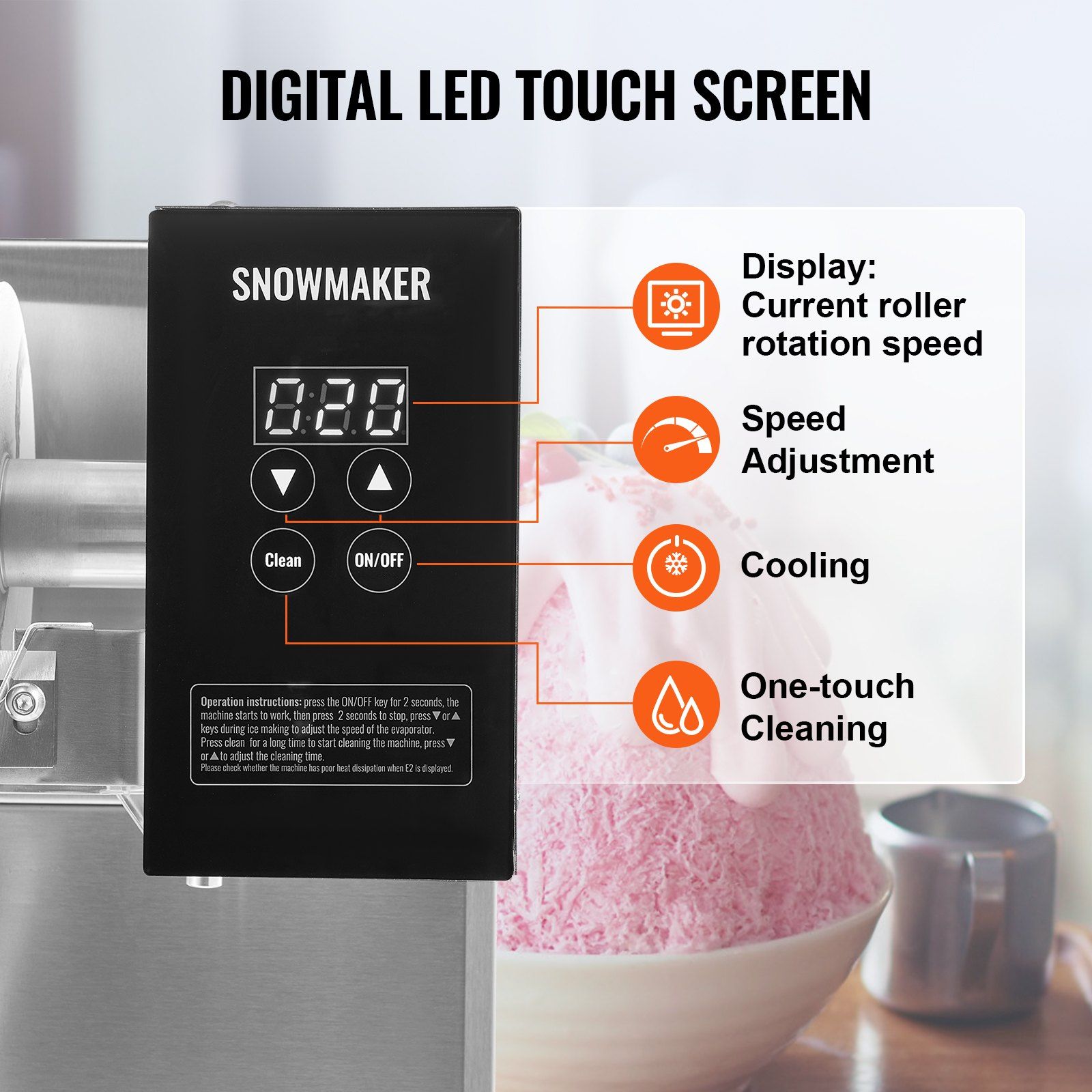 Commercial Snowflake Ice Machine, 385LBS/24H Snowflake Ice Maker, Stainless Steel Ice Shaver Machine, Electric Snow Cone Maker, Liquid Cooling System for Rapid Heat Dissipation, Ice Cream - Image 4