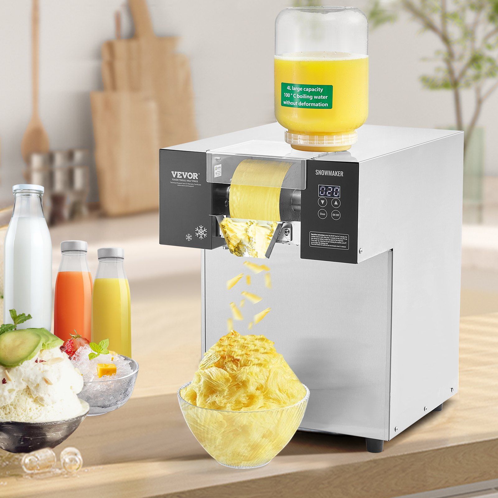 Commercial Snowflake Ice Machine, 385LBS/24H Snowflake Ice Maker, Stainless Steel Ice Shaver Machine, Electric Snow Cone Maker, Liquid Cooling System for Rapid Heat Dissipation, Ice Cream - Image 8