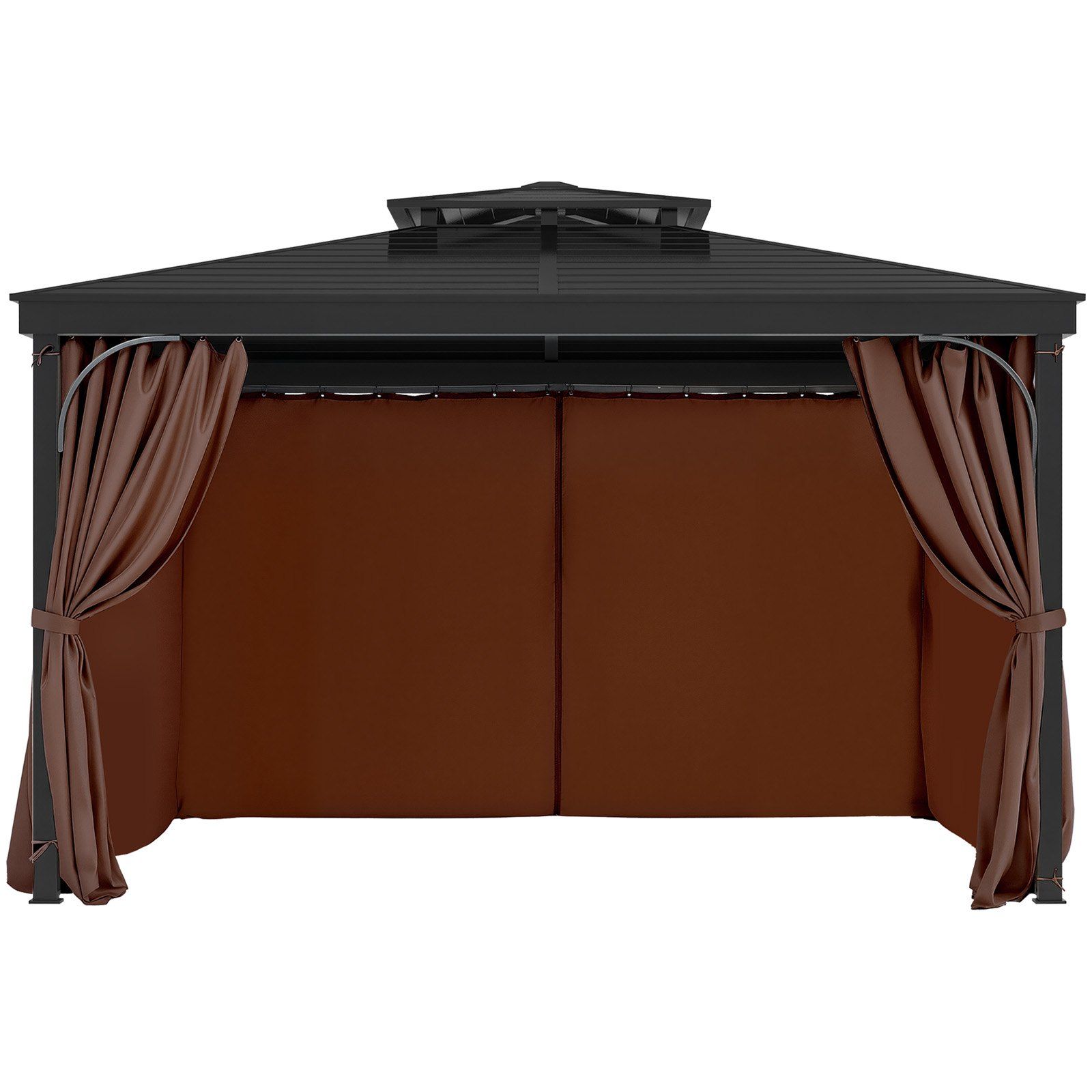 Gazebo Curtains Outdoor, Fit Most 2840 x 2840 x 2110 mm Gazebos, 4-Panel Sidewall Gazebo Privacy Curtains with Zippers, Outdoor Curtain Replacement for Patio Canopy, Only Curtain, Coffee - Image 1