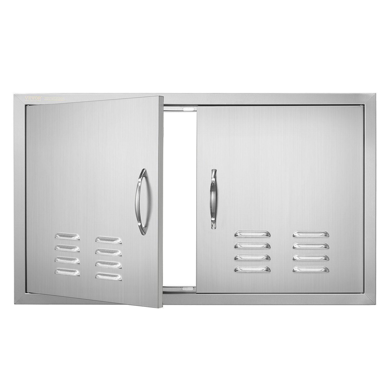 BBQ Access Door, 914x534 mm Double Outdoor Kitchen Door, Stainless Steel Flush Mount Door, Wall Vertical Door with Handles and Vents, for BBQ Island, Grilling Station, Outside Cabinet - Image 1