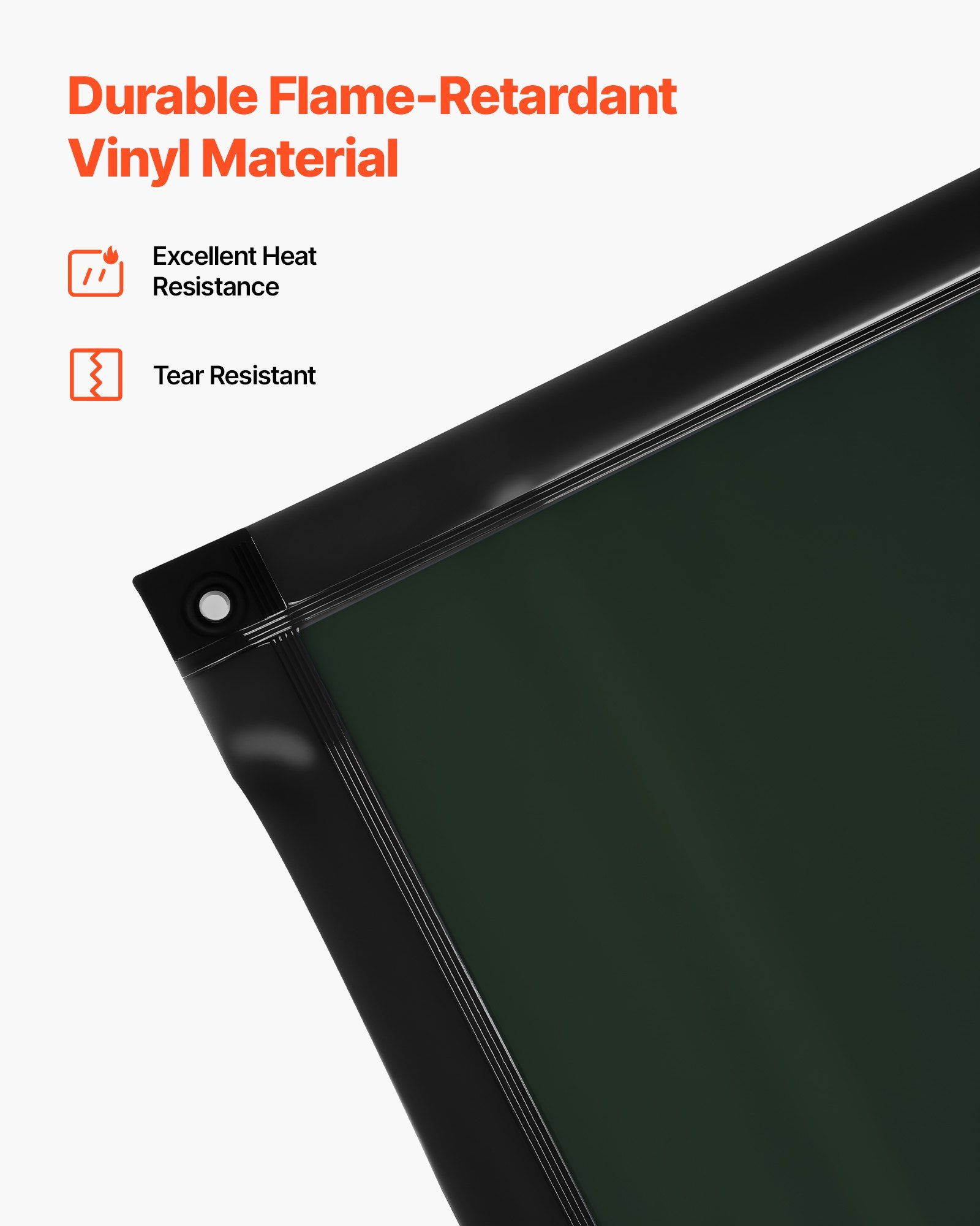 Welding Screen with Frame, 3-Panel 1.74 x 2.34m Welding Curtain Screen, Flame-Resistant Vinyl Protection Screens with 12 Wheels & 6-Level UV Protection for Workshop/Industrial Use, Dark Green - Image 4