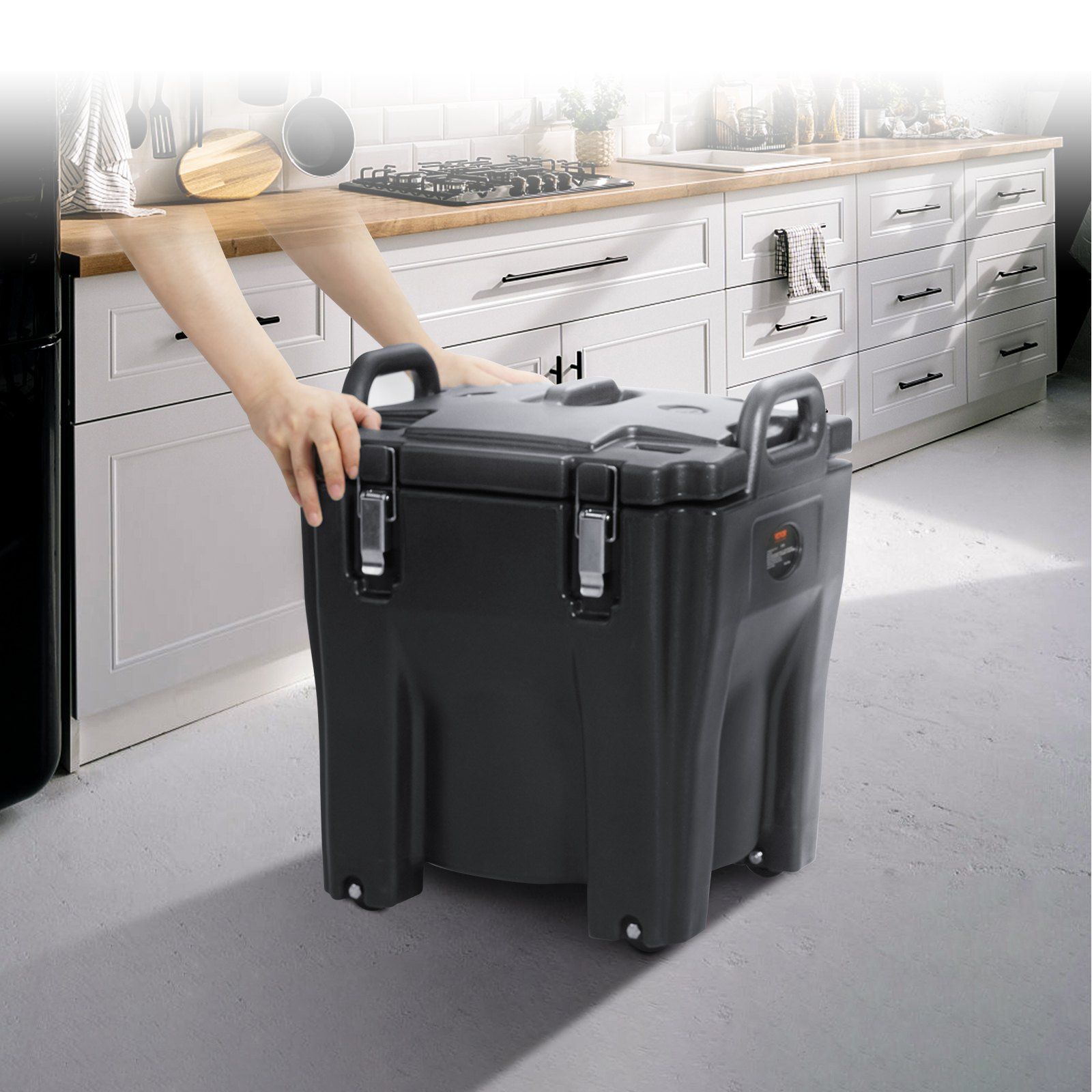 Insulated Food Carrier, 30L Capacity, Stackable Catering Hot Box with Stainless Steel Barrel, Top Load LLDPE Food Warmer with Integral Handles Buckles Stationary Base, for Restaurant Canteen, B - Image 8