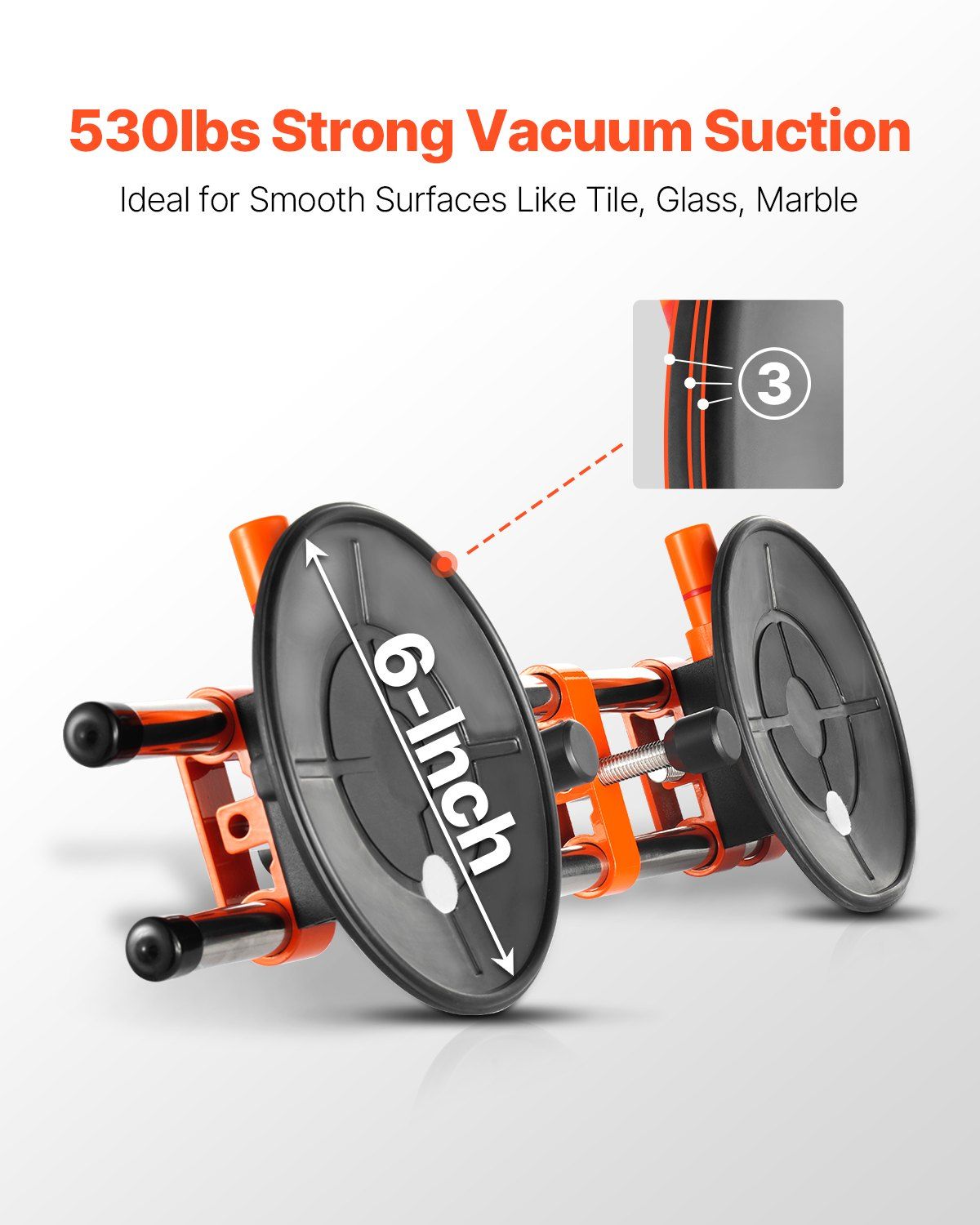 Seamless Seam Setter, 2 Packs, Granite Seam Setter with 6 in Vacuum Suction Cups & Tool Bag, Seam Joiner for Seam Joining & Leveling, Countertop Installation Tool for Tile Stone Marble Slab - Image 2