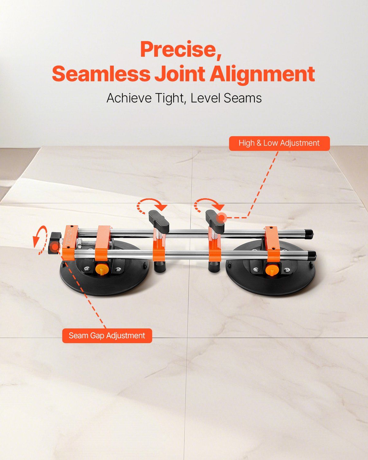 Seamless Seam Setter, 2 Packs, Granite Seam Setter with 6 in Vacuum Suction Cups & Tool Bag, Seam Joiner for Seam Joining & Leveling, Countertop Installation Tool for Tile Stone Marble Slab - Image 3