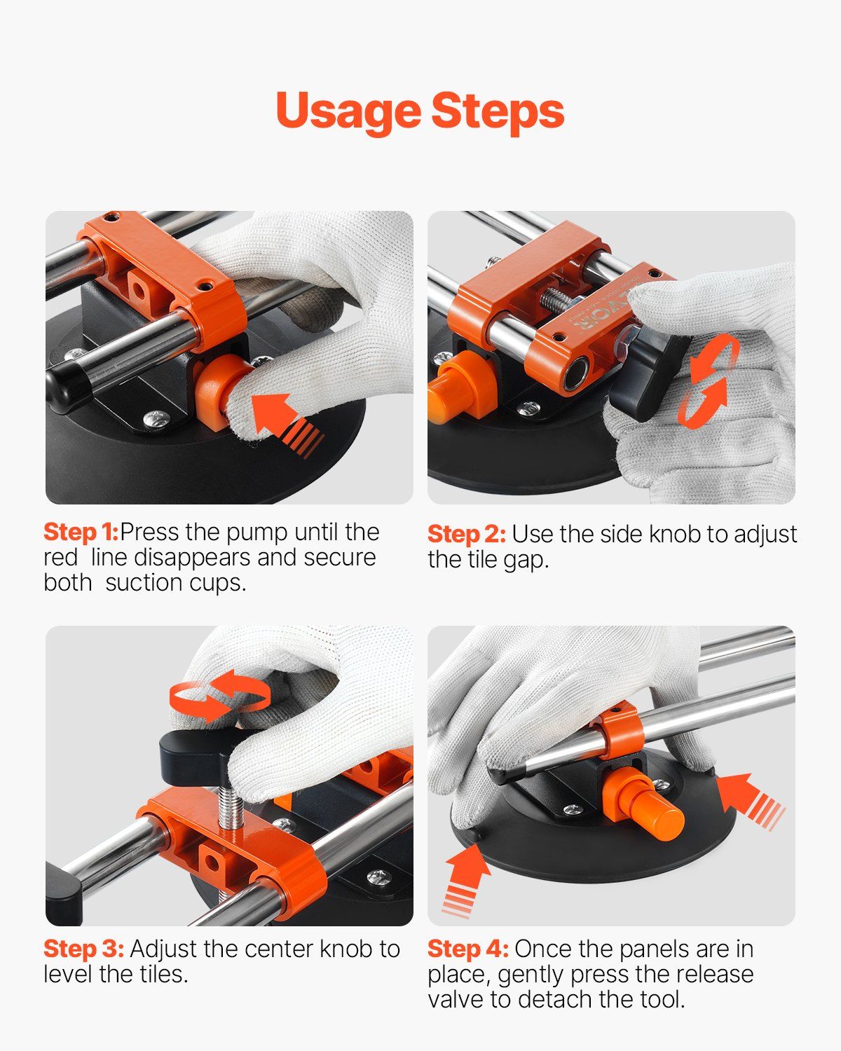 Seamless Seam Setter, 2 Packs, Granite Seam Setter with 6 in Vacuum Suction Cups & Tool Bag, Seam Joiner for Seam Joining & Leveling, Countertop Installation Tool for Tile Stone Marble Slab - Image 5