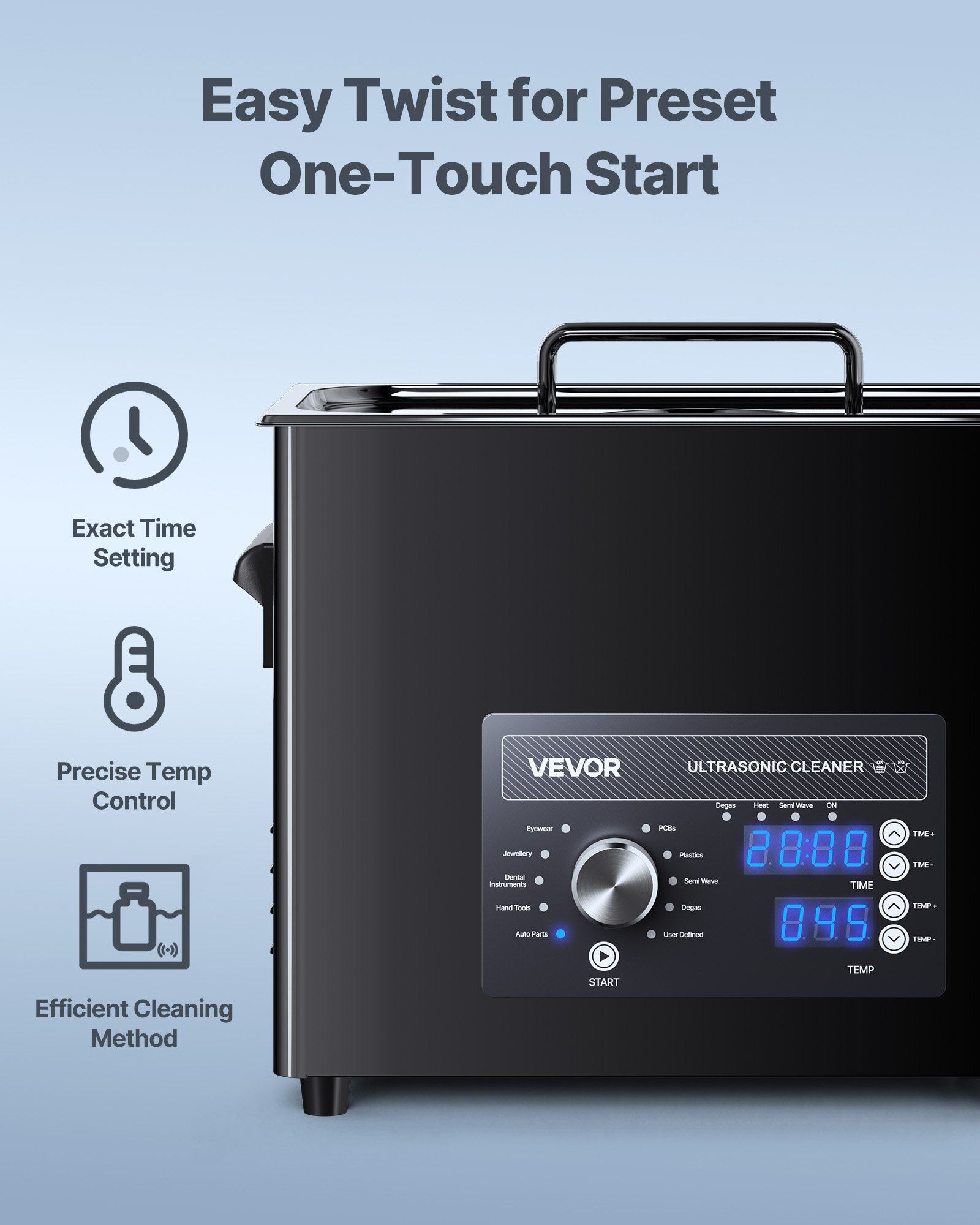 6L Ultrasonic Cleaner, Professional Ultrasonic Cleaner Machine with Knob Control, Stainless Steel Cleaning Machine with Basket and Cleaning Ball, for Watches, Razors, Jewelry, Coins and More - Image 3