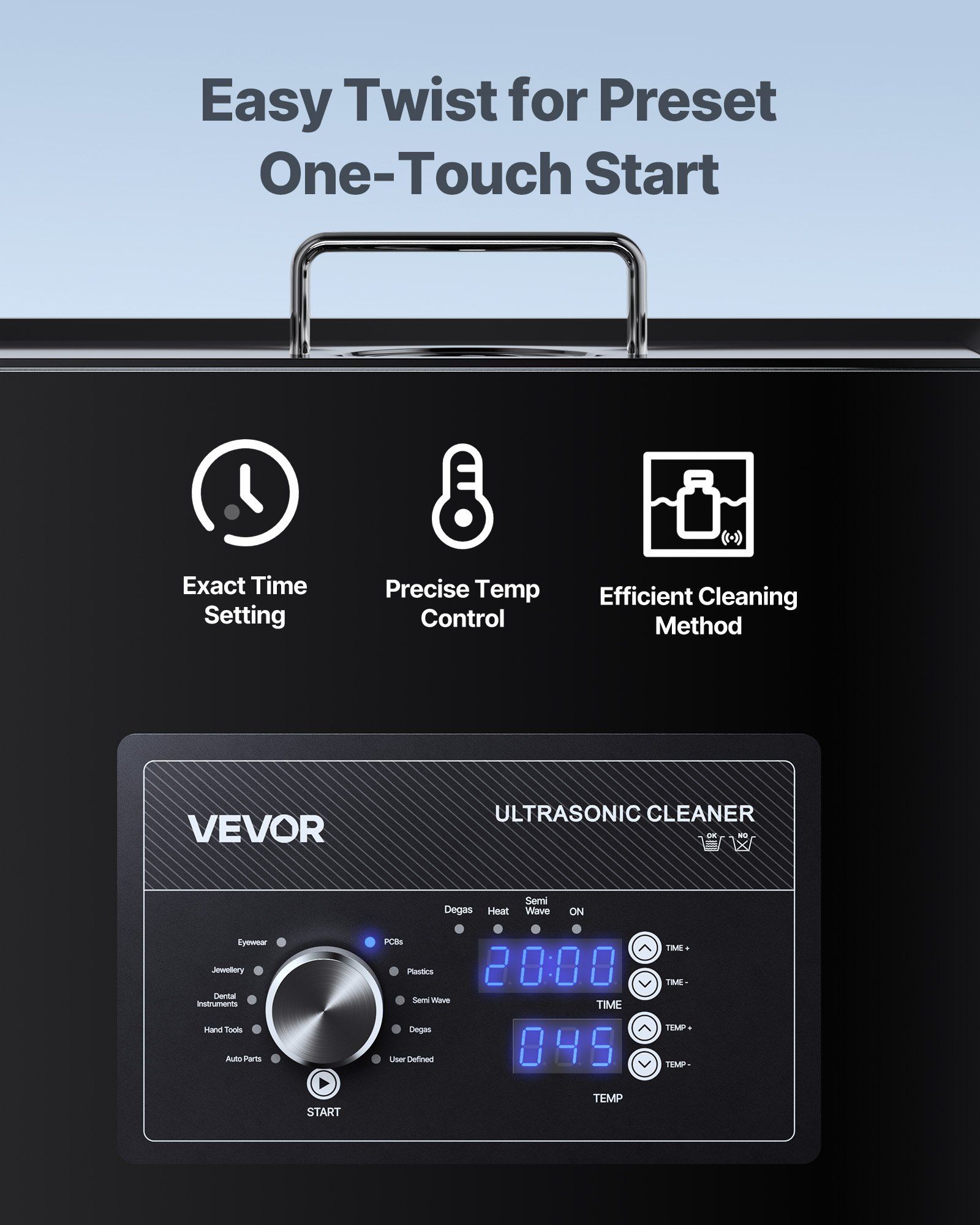 30L Ultrasonic Cleaner, Professional Ultrasonic Cleaner Machine with Knob Control, Stainless Steel Cleaning Machine with Basket and Cleaning Ball, for Watches, Razors, Jewelry, Coins and More - Image 3
