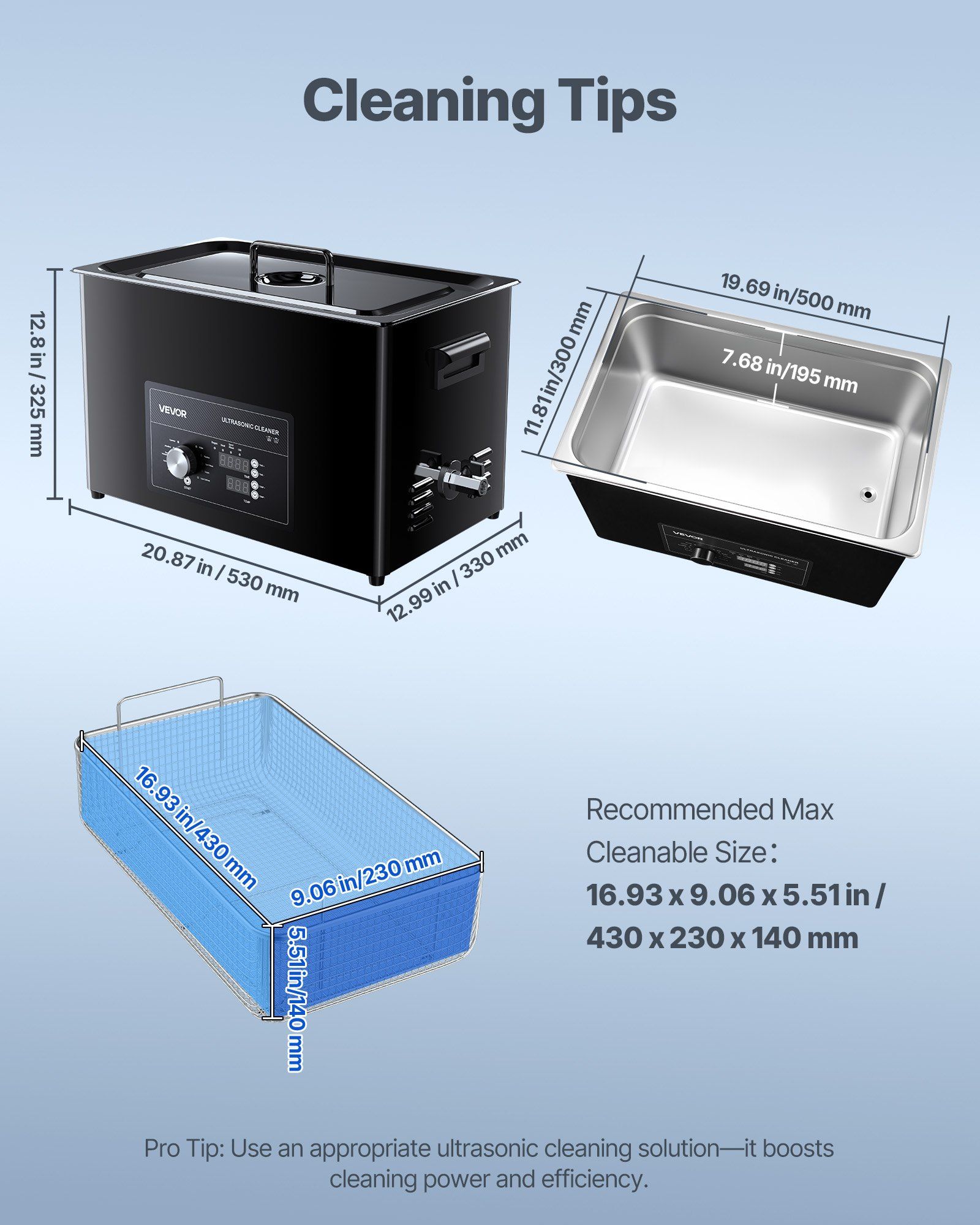 30L Ultrasonic Cleaner, Professional Ultrasonic Cleaner Machine with Knob Control, Stainless Steel Cleaning Machine with Basket and Cleaning Ball, for Watches, Razors, Jewelry, Coins and More - Image 7