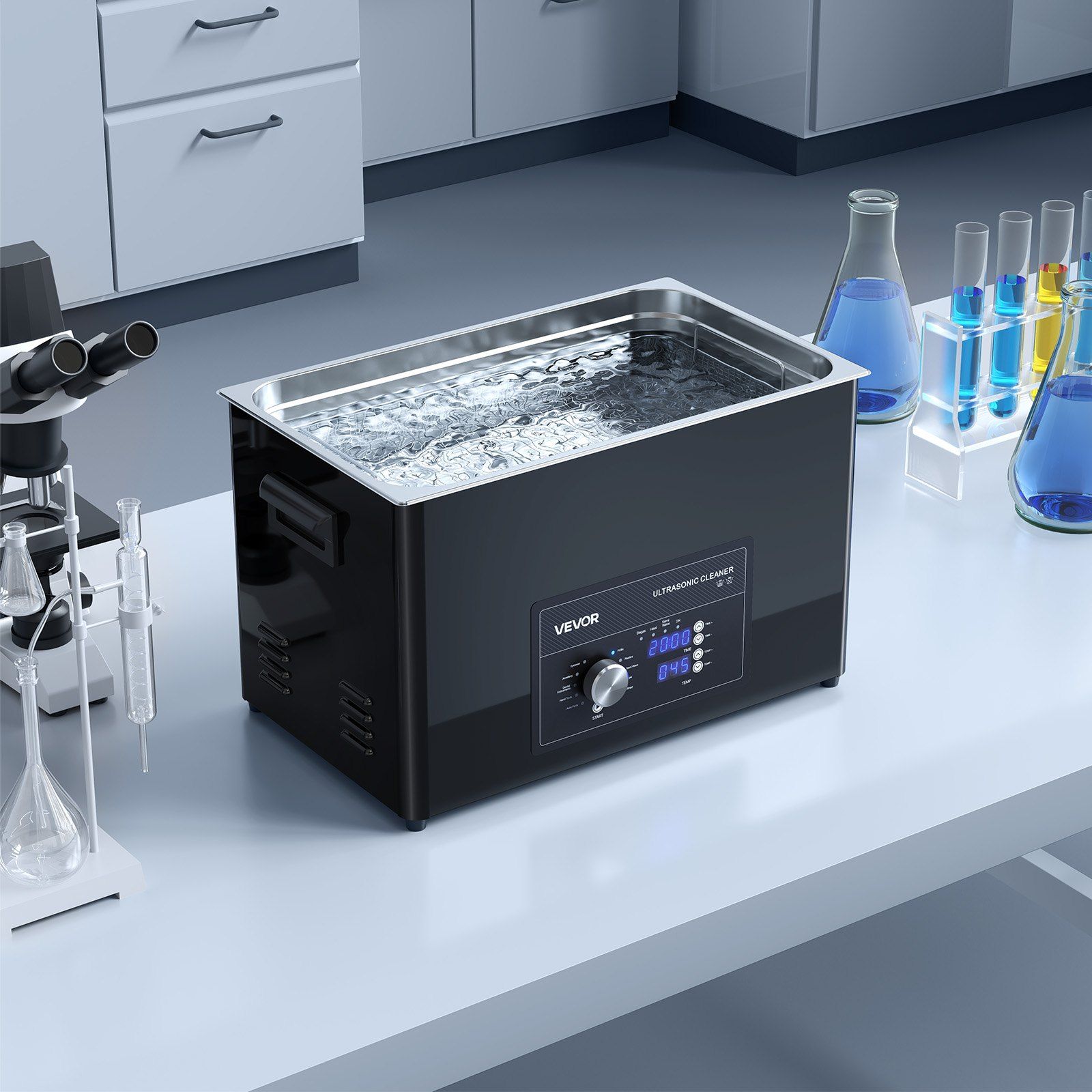 30L Ultrasonic Cleaner, Professional Ultrasonic Cleaner Machine with Knob Control, Stainless Steel Cleaning Machine with Basket and Cleaning Ball, for Watches, Razors, Jewelry, Coins and More - Image 8