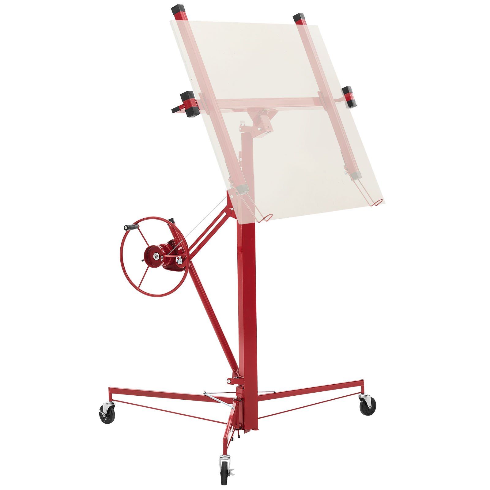 3353mm Drywall Lift, Heavy-Duty 68 kg Sheetrock Hoist with Adjustable Telescoping Arm, Lockable Wheels, Drywall Lifter Panel Jack Hoist Tools Ideal for Ceiling & Wall Installation (Red) - Image 1
