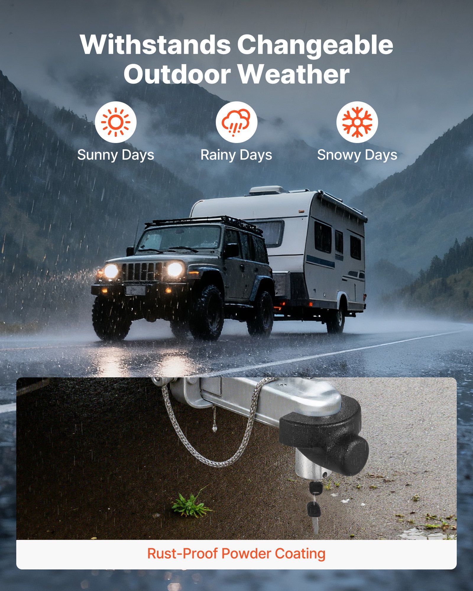 Trailer Hitch Lock, Compatible with 58.7 mm Couplers, Heavy-Duty Anti-Theft Trailer Ball Lock with 3 Keys, Prying-Resistant & Impact-Resistant, Fits for RVs, Boats, Off-Road Vehicles, Trailers - Image 4