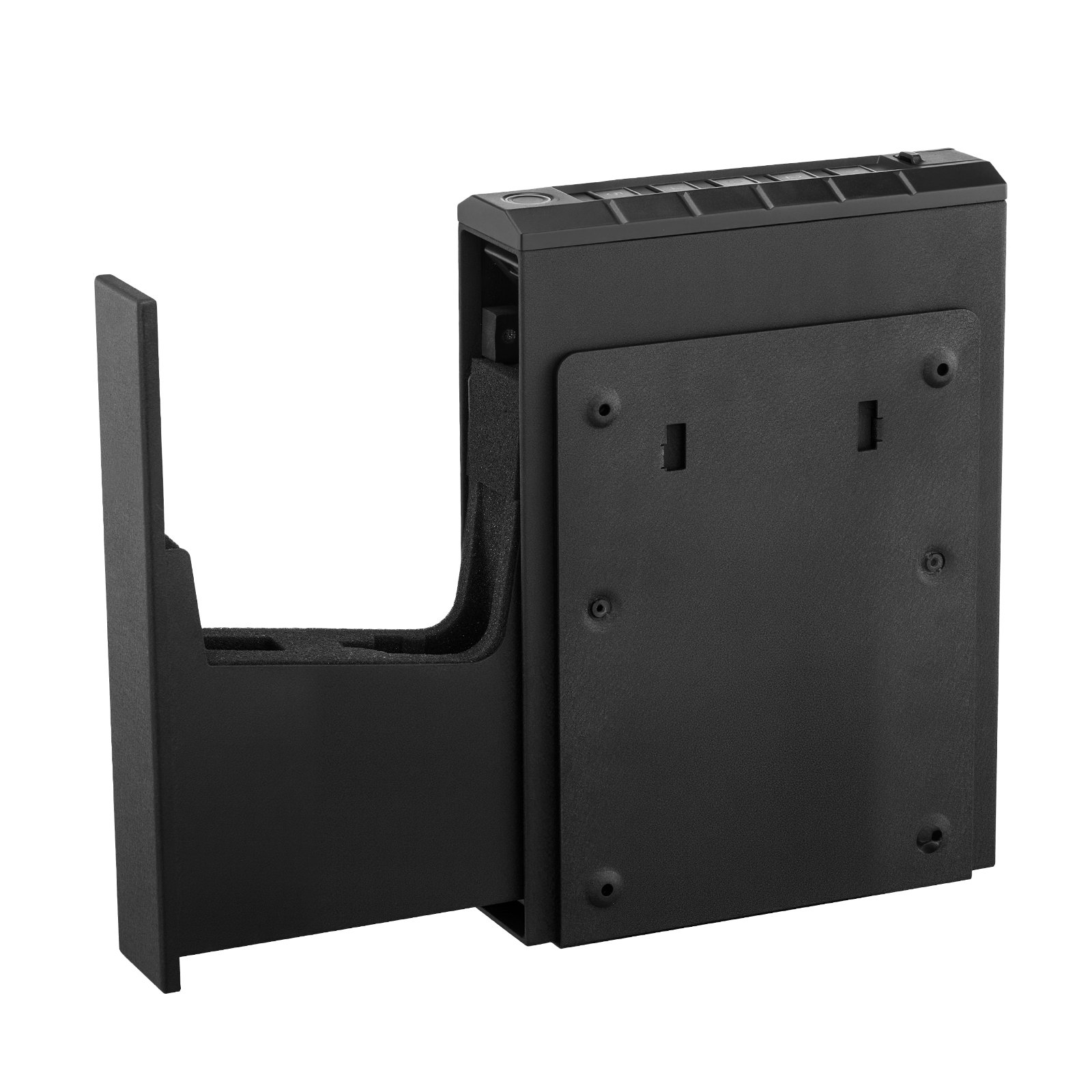 Gun Safe, Slider Handgun Gun Safe with Fingerprint/Password/Key, 3-Way Quick Access Firearm Case Box with Lighting for 1 Pistol & Magazine, Mounted Pistol Gun Box for Nightstand Bedside Desk Car - Image 1