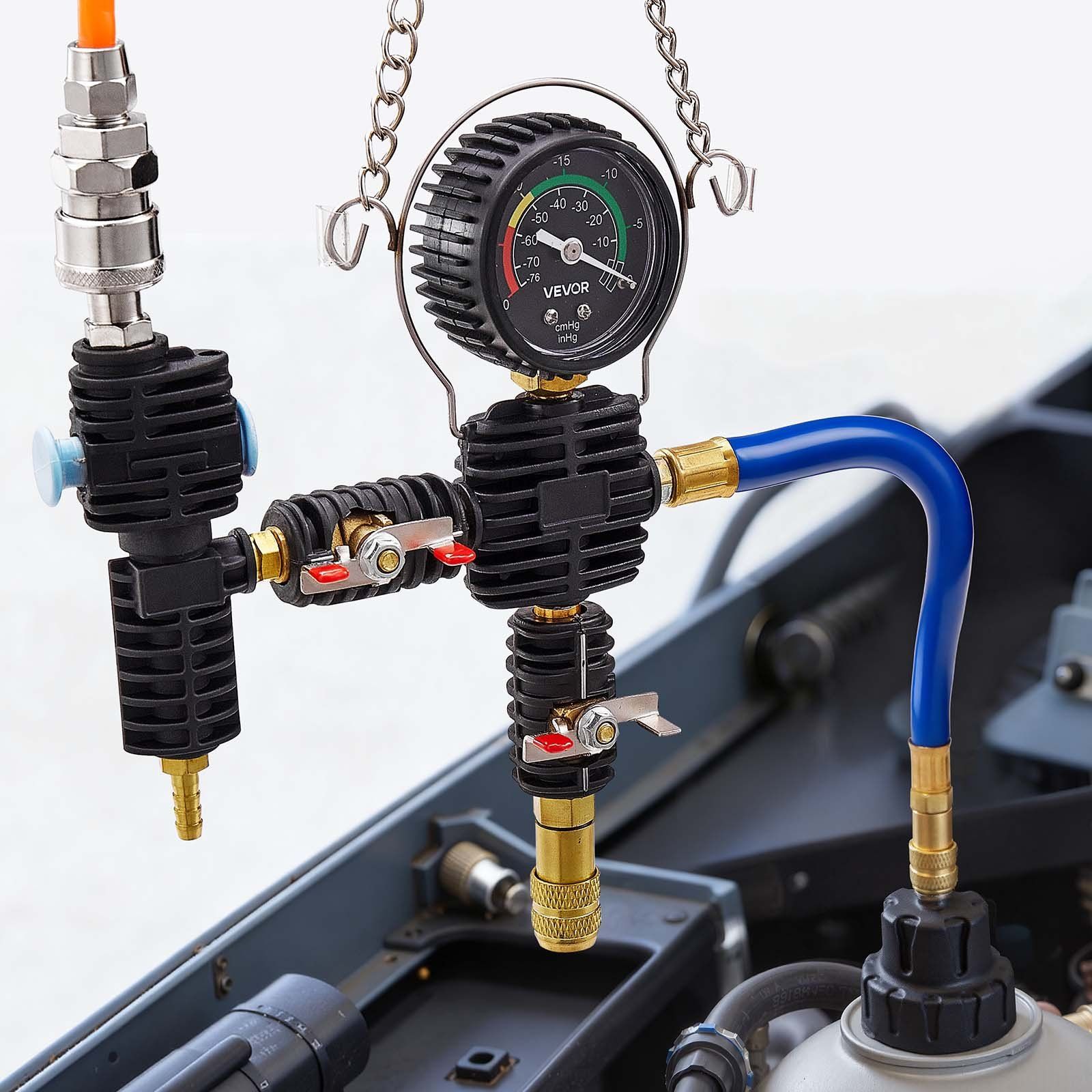 Coolant Pressure Tester Kit, 47Pcs Radiator Vacuum Refill Kit with 3 Metal Adapters, Universal Fit, Automotive Cooling System Pressure Tester Tool, with Pressures Pump & Plastic Filler - Image 8