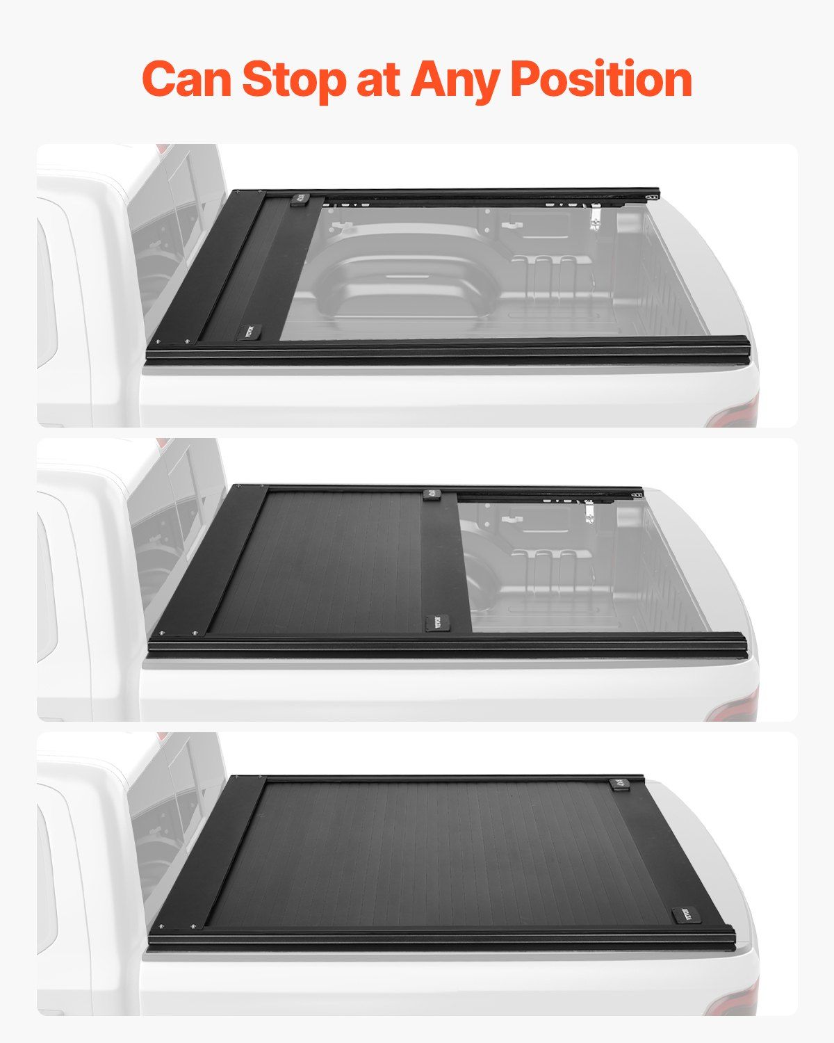 Retractable Tonneau Cover, 5.7 ft Hard Retractable Tonneau Cover with Built-in Drainage Pipe for 2009-2024 Dodge Ram 1500 Crew Cab, Customized Hard Tonneau Cover with Double-Lock & T-Slot - Image 4