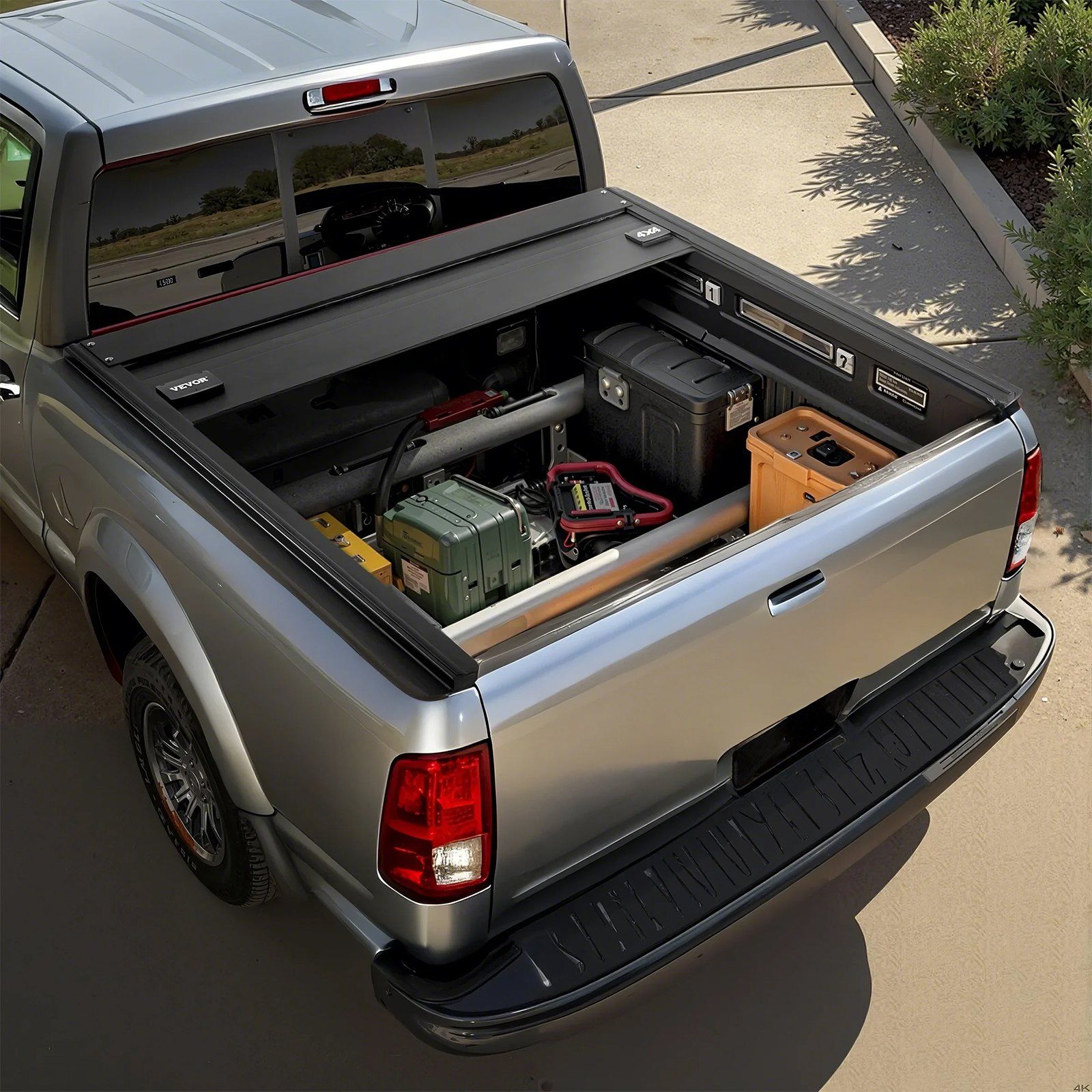 Retractable Tonneau Cover, 5.7 ft Hard Retractable Tonneau Cover with Built-in Drainage Pipe for 2009-2024 Dodge Ram 1500 Crew Cab, Customized Hard Tonneau Cover with Double-Lock & T-Slot - Image 8