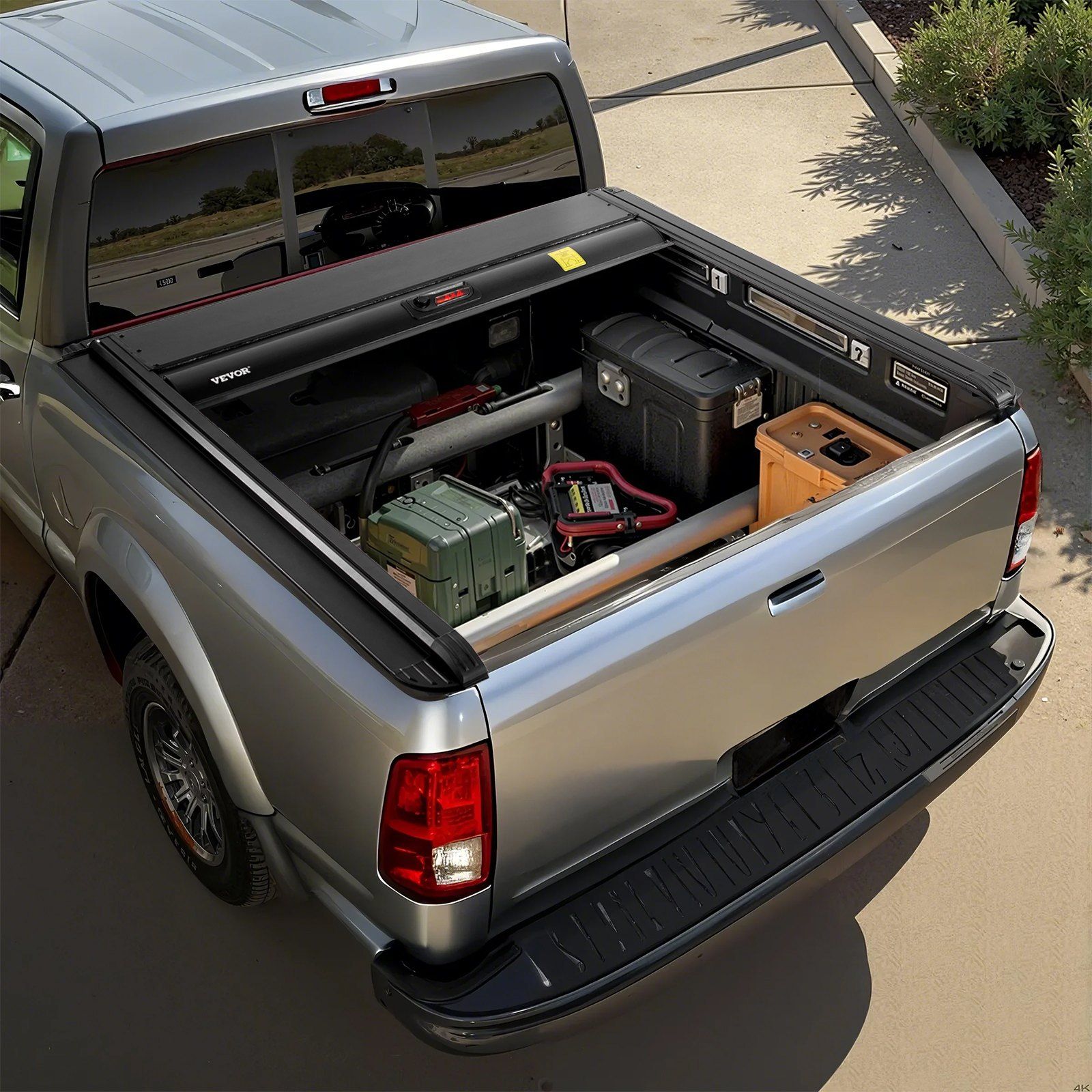 Retractable Tonneau Cover, 5.8 ft Hard Tonneau Cover with Built-in Drainage Pipe for 2021-2024 Chevy/GMC Silverado/Sierra 1500 Crew Cab, Customized Hard Tonneau Cover with Double-Lock & T-Slot - Image 8