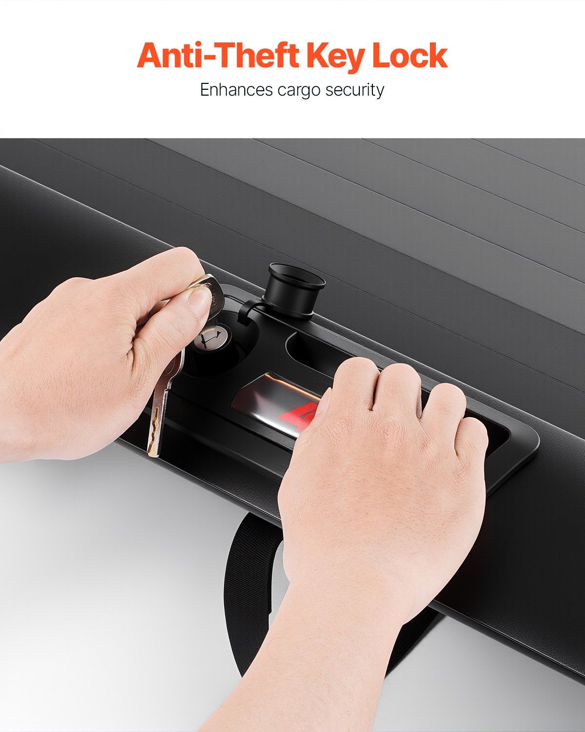 Retractable Tonneau Cover, 5.0 ft Retractable Tonneau Cover with Built-in Drainage Pipe for 2021-2024 Toyota Tacoma Crew Cab w/ Deck Rail System , Hard Tonneau Cover with Double-Lock & T-Slot - Image 3
