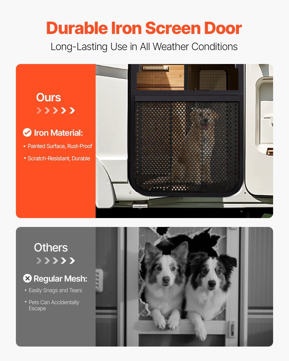 RV Screen Door Protector, Adjusts from 558.8 – 800 mm, Adjustable Door Grille, Easy to Install, Reinforced Breathable Honeycomb Holes, Iron Camper RV Entry Protector for Pet Protection, Black - Image 3
