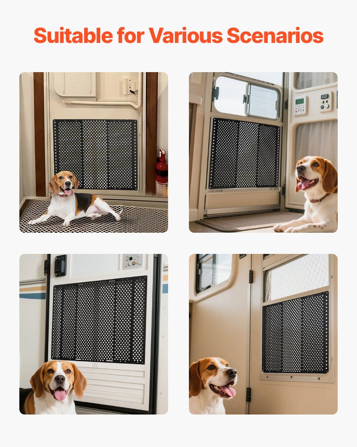 RV Screen Door Protector, Adjusts from 558.8 – 800 mm, Adjustable Door Grille, Easy to Install, Reinforced Breathable Honeycomb Holes, Iron Camper RV Entry Protector for Pet Protection, Black - Image 6