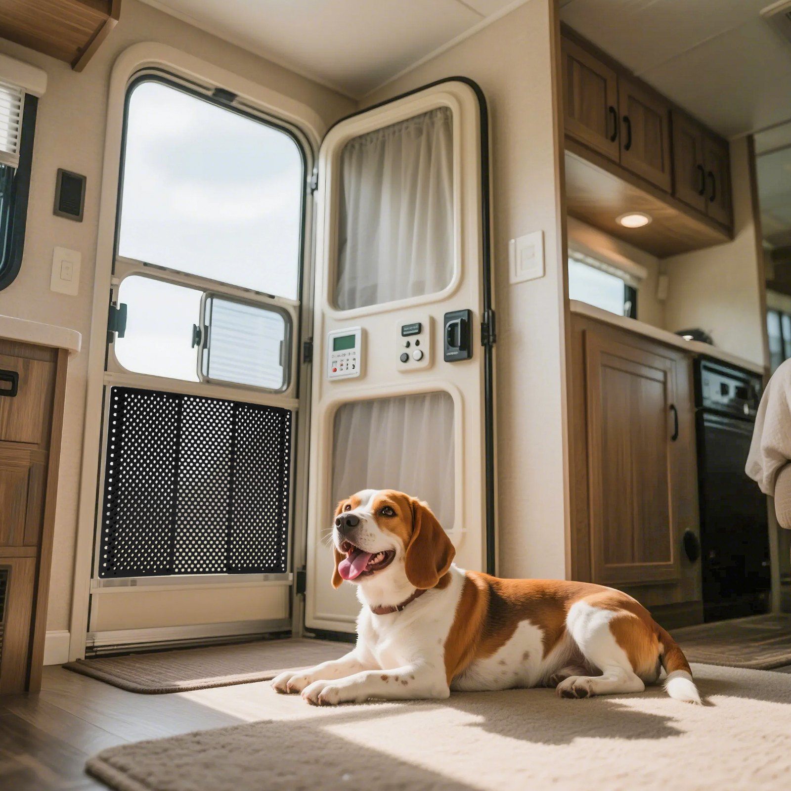 RV Screen Door Protector, Adjusts from 558.8 – 800 mm, Adjustable Door Grille, Easy to Install, Reinforced Breathable Honeycomb Holes, Iron Camper RV Entry Protector for Pet Protection, Black - Image 8