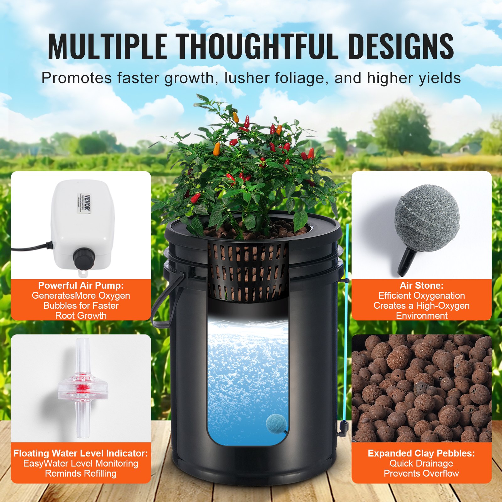 DWC Hydroponics Grow System Deep Water Culture with Top Drip 1 Bucket 20L - Image 3