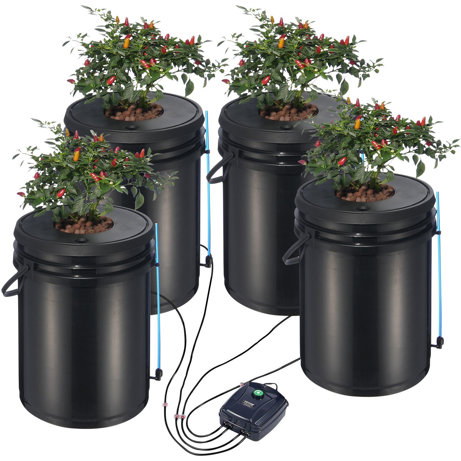 DWC Hydroponics Grow System, Hydroponic Growing System, Deep Water Culture 5-Gallon 4 Buckets, DWC System with Air Pump, Air Stones and Water Level Device for Leafy Vegetables - Image 1