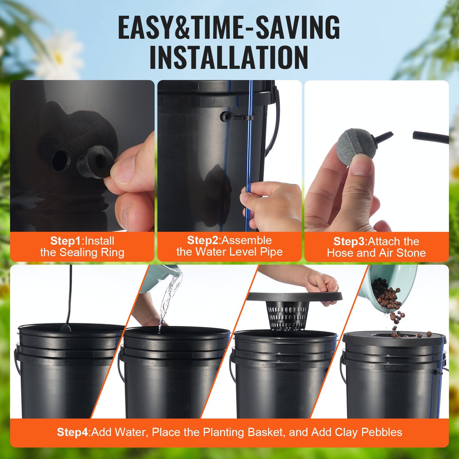 DWC Hydroponics Grow System, Hydroponic Growing System, Deep Water Culture 5-Gallon 4 Buckets, DWC System with Air Pump, Air Stones and Water Level Device for Leafy Vegetables - Image 5