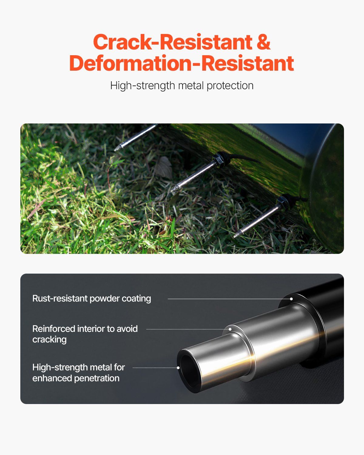 Rolling Lawn Aerator, 435mm Heavy-Duty Manual Rolling Aerator Lawn with Detachable Handle and 27 Iron Spikes, Rolling Lawn Aeration Tool for Garden Patio Yard Compacted Soils and Lawns, Black - Image 4