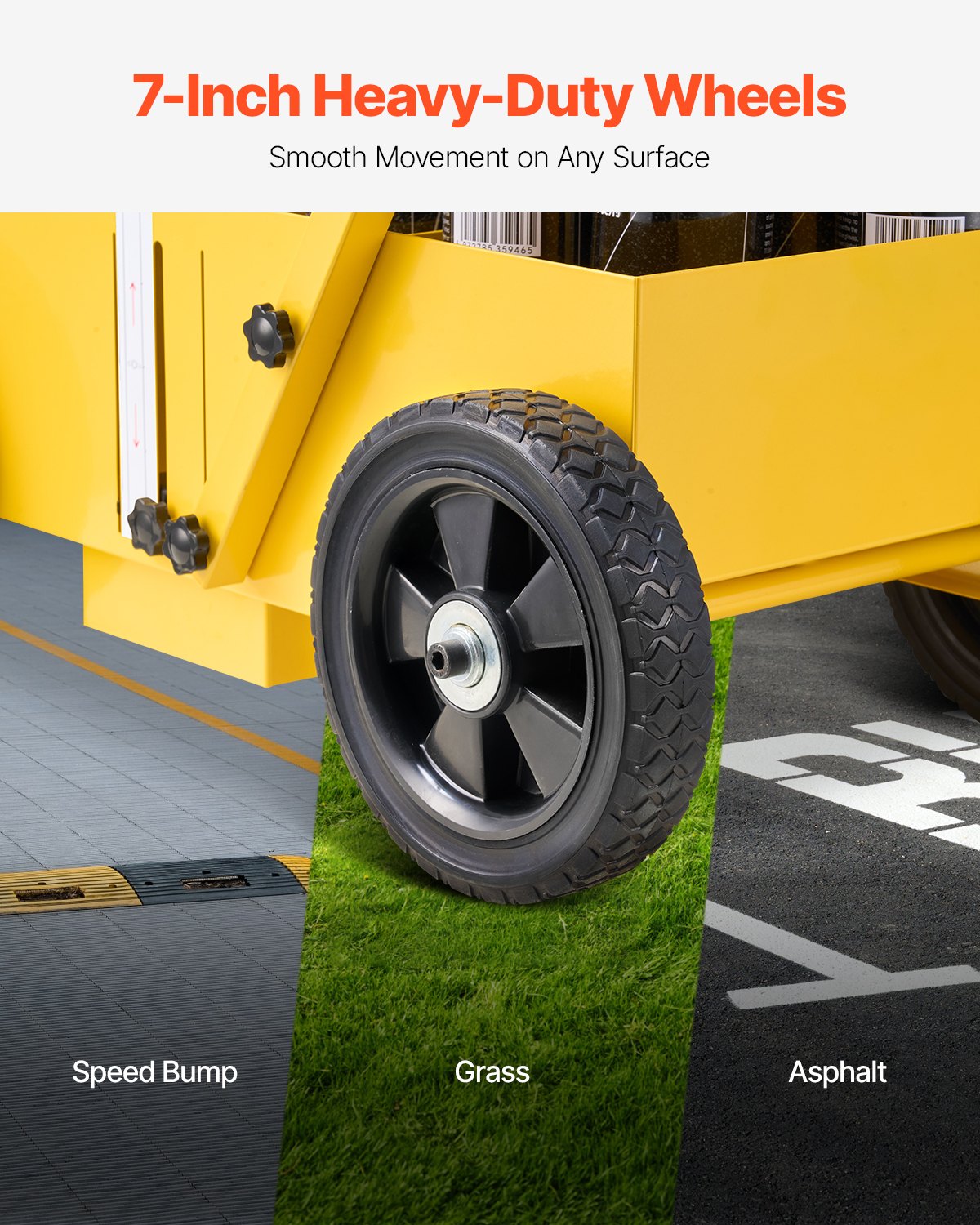 Striping Line Marking Machine, 610 x 330 x 900 mm, 4-Wheel, Heavy Duty Striping Line Machine with 56-102 mm Adjustable Width, Make Clear Edge Line for Roads, Parking Lots, Sports Field, Yellow - Image 5
