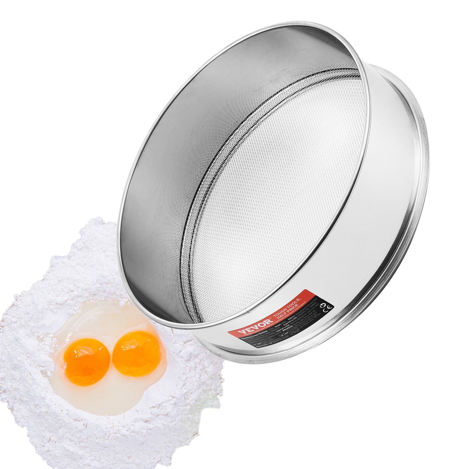 Flour Sieve Fine Mesh, 10 Mesh Flour Sifter, 304 Stainless Steel Fine Mesh Sifter Food-grade, Dia. 12.6