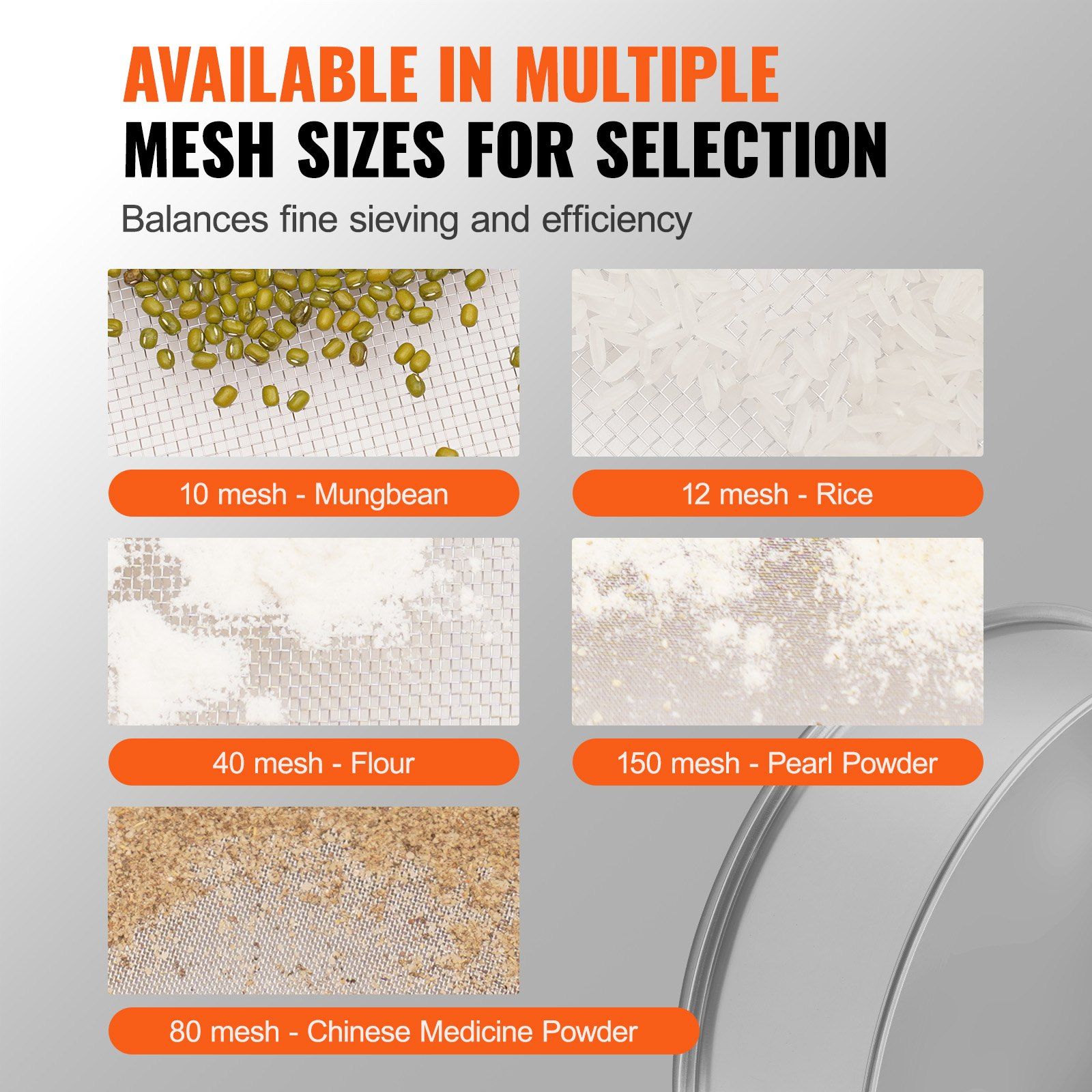 Flour Sieve Fine Mesh, 12 Mesh Flour Sifter, 304 Stainless Steel Fine Mesh Sifter Food-grade, Dia. 12.6