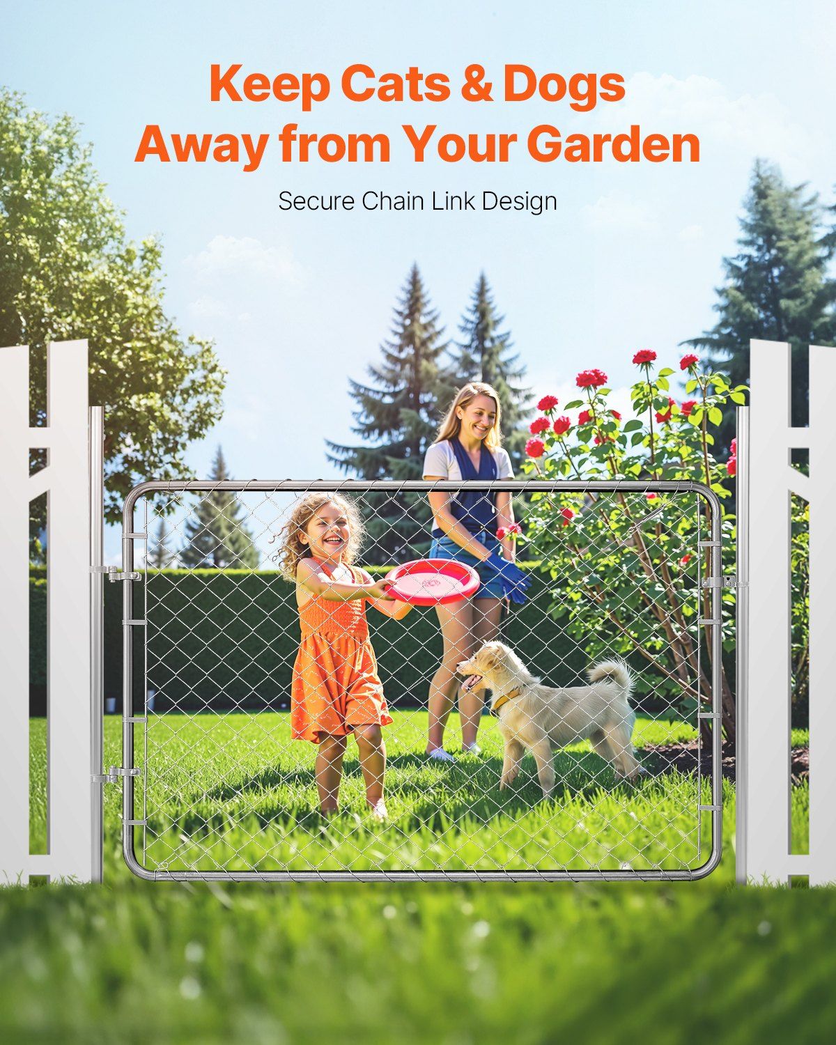 Chain Link Fence Gate, 183 x 122 cm, Adjustable Chain Link Fence Panel, Fit 67-183 cm (W) x 183 cm (H) Garden Fence Gate Opening, Rust-Resistant Galvanized Fencing Gate for Farm, Posts Not Included - Image 5