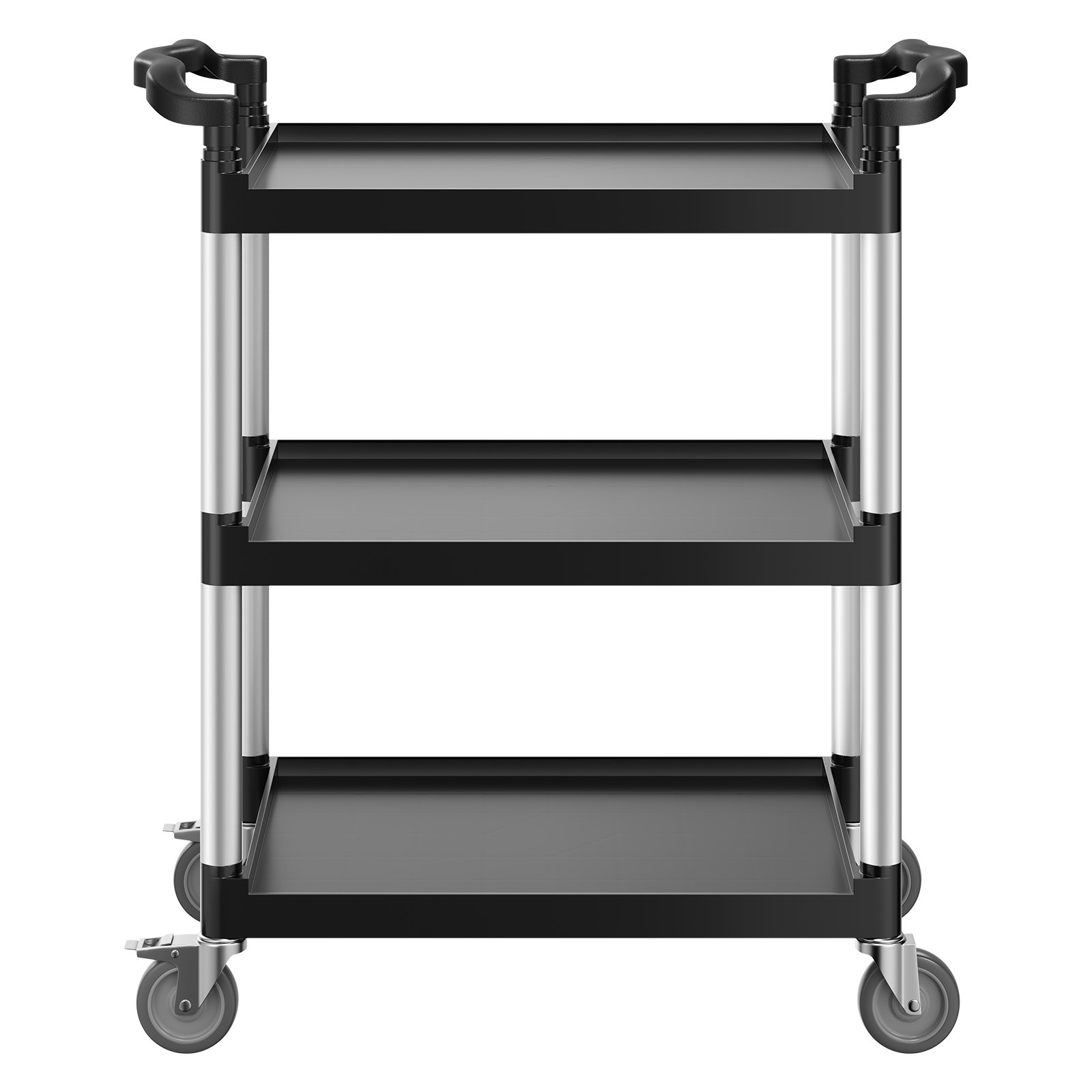 Utility Cart, 300 lbs Load Capacity, 3-tier Utility Plastic Cart with 360° Swivel Wheels (2 with Brakes), 24.4 x 16.1-inch Food Service Cart for Warehouse, Office, Home, Restaurant, Kitchen - Image 1