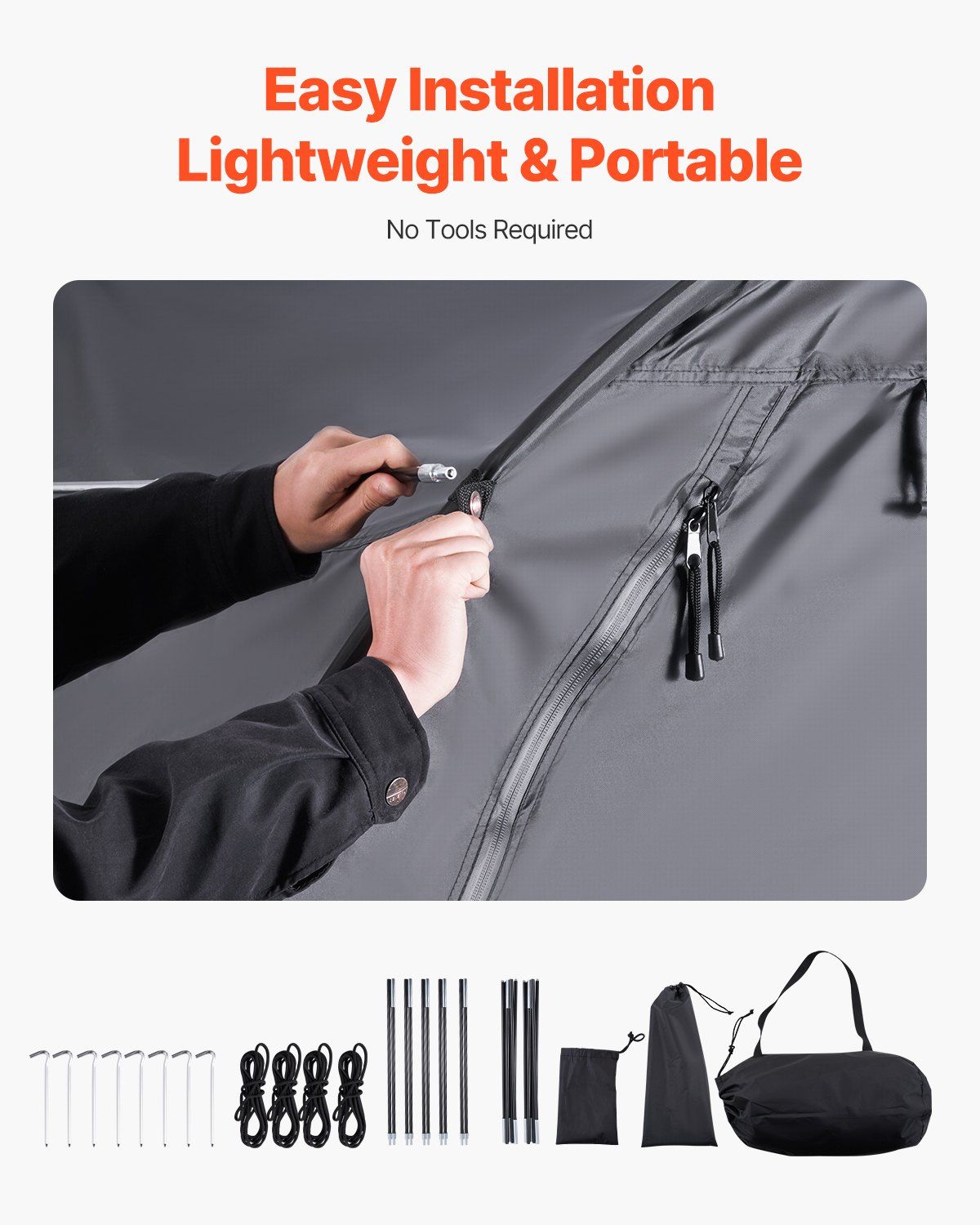 Bike Storage Tent, 1 to 2 Bikes, Outdoor Spacious Bike Storage Tent with Ventilated Window, Waterproof Fan-Shaped Bike Tent with High Strength Fiberglass & Dual Zippers, Fit for Bicycle - Image 5