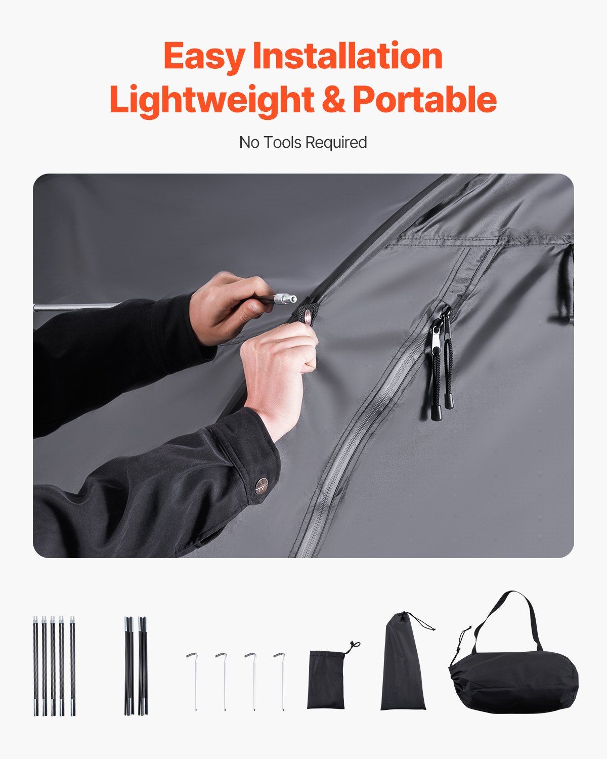 Bike Storage Tent, 4 to 5 Bikes, Outdoor Spacious Bike Storage Tent with Ventilated Window, Waterproof Fan-Shaped Bike Tent with High Strength Fiberglass & Double Door, Fit for Bicycle - Image 5