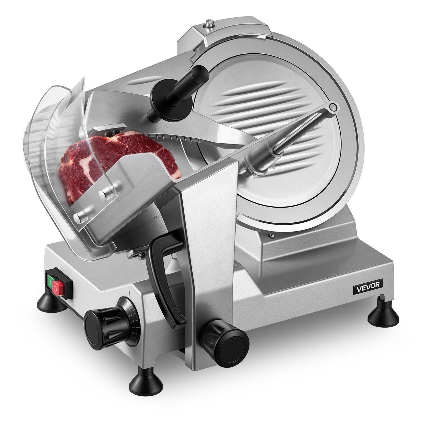 Commercial Meat Slicer, 320W Electric Deli Food Slicer with 300mm Carbon Steel Blade, Built-In Sharpener & 0-15mm Adjustable Thickness for Frozen Meat, Ham, Baguett, Steak - Image 1