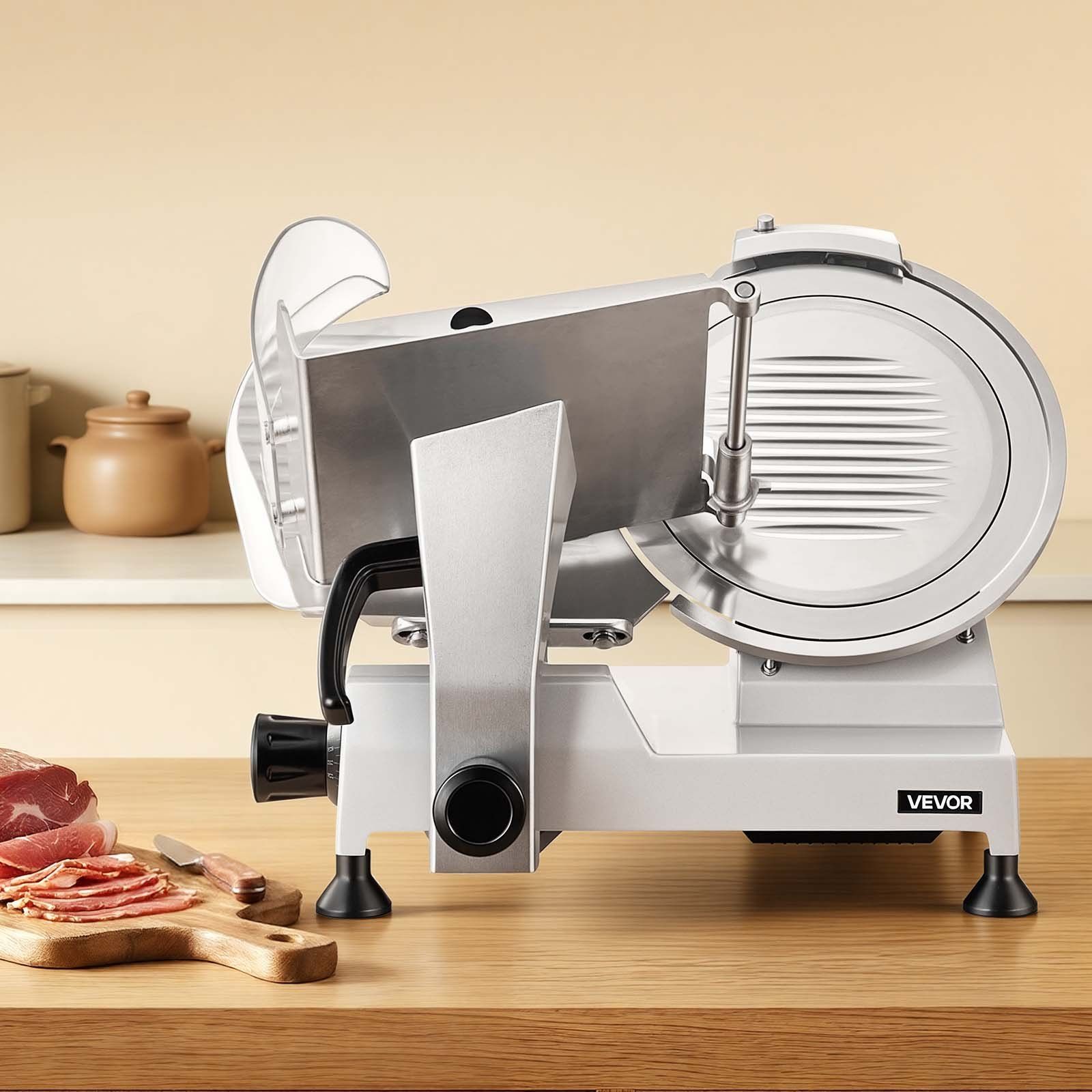 Commercial Meat Slicer, 320W Electric Deli Food Slicer with 300mm Carbon Steel Blade, Built-In Sharpener & 0-15mm Adjustable Thickness for Frozen Meat, Ham, Baguett, Steak - Image 8
