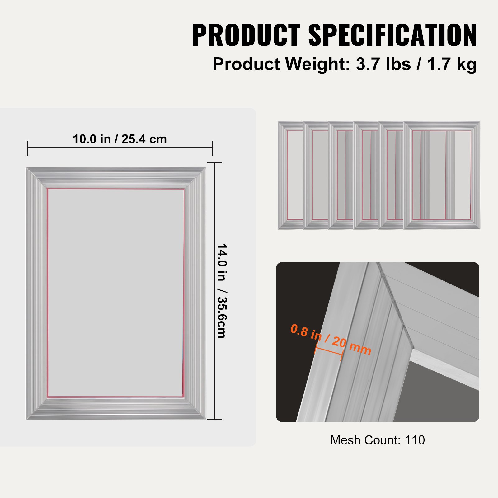 Screen Printing Kit, 6 Pieces Aluminum Silk Screen Printing Frames, 25.4 x 35.6 cm Silk Screen Printing Frame with 110 Count Mesh, High Tension Nylon Mesh and Sealing Tape for T-shirts DIY - Image 7