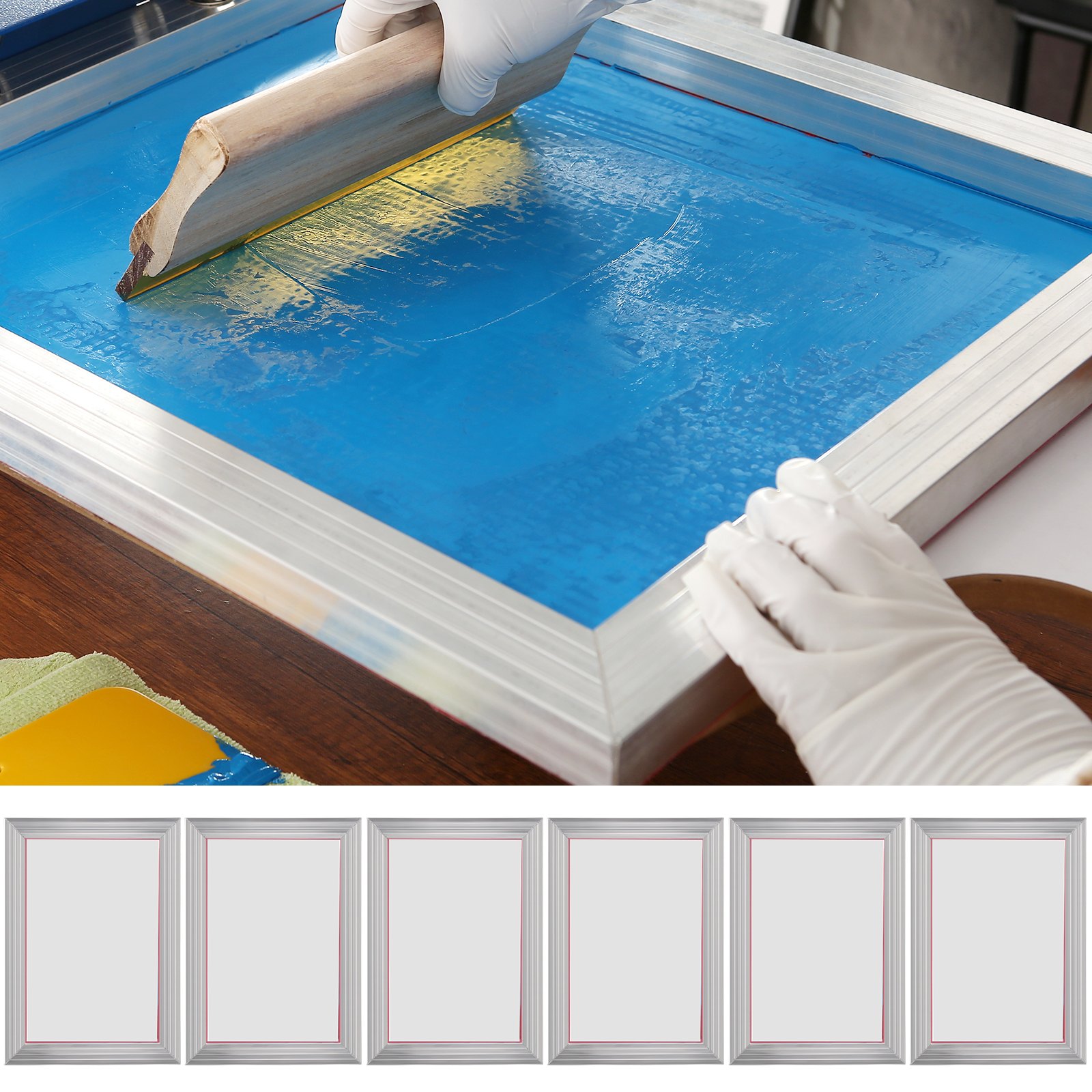 Screen Printing Kit, 6 Pieces Aluminum Silk Screen Printing Frames, 25.4 x 35.6 cm Silk Screen Printing Frame with 110 Count Mesh, High Tension Nylon Mesh and Sealing Tape for T-shirts DIY - Image 8