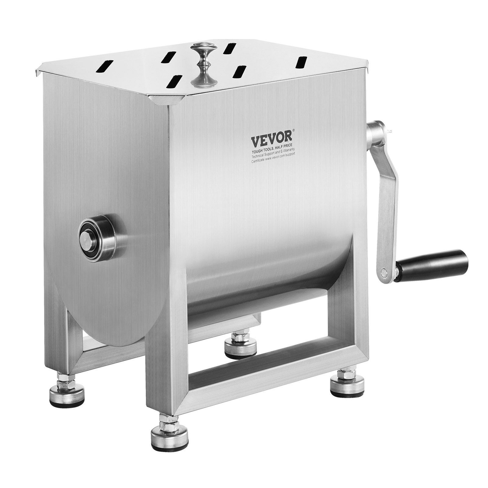 Manual Meat Mixer, 10L Fixed Tank Meat Processing Equipment(Mixing Max 15LBS for Meats), Stainless Steel Sausage Mixer Machine with Lid Handle Gear Reducer, Ground Beef Hand Mixers - Image 1