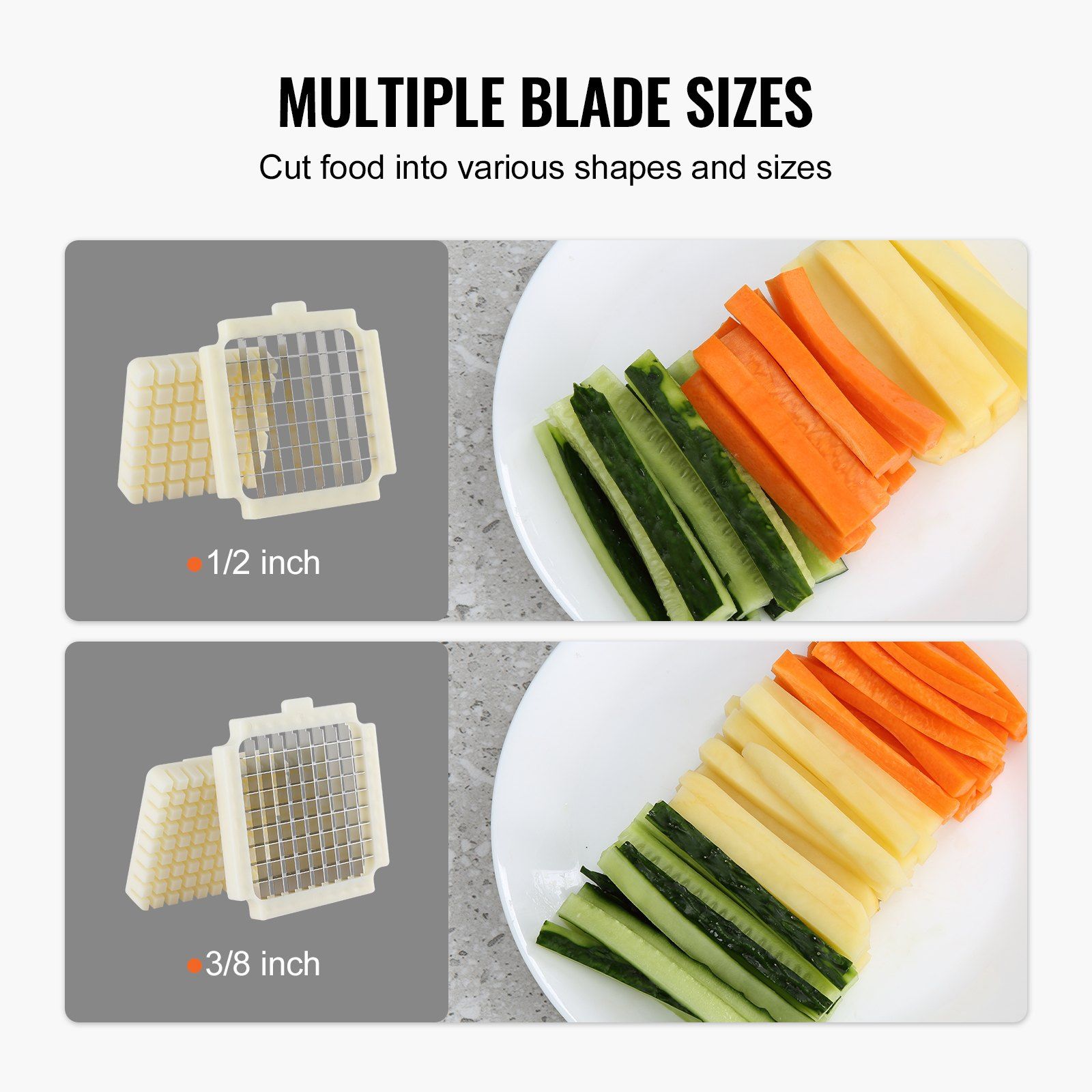 Electric French Fry Cutter, Potato Slicer with 1/2-Inch and 3/8-Inch Stainless Steel Blades, Potato Cutter Chopper w/ Anti-slip Feet, Great for Potato, French Fries, Cucumber, Vegetables, Carrot - Image 3