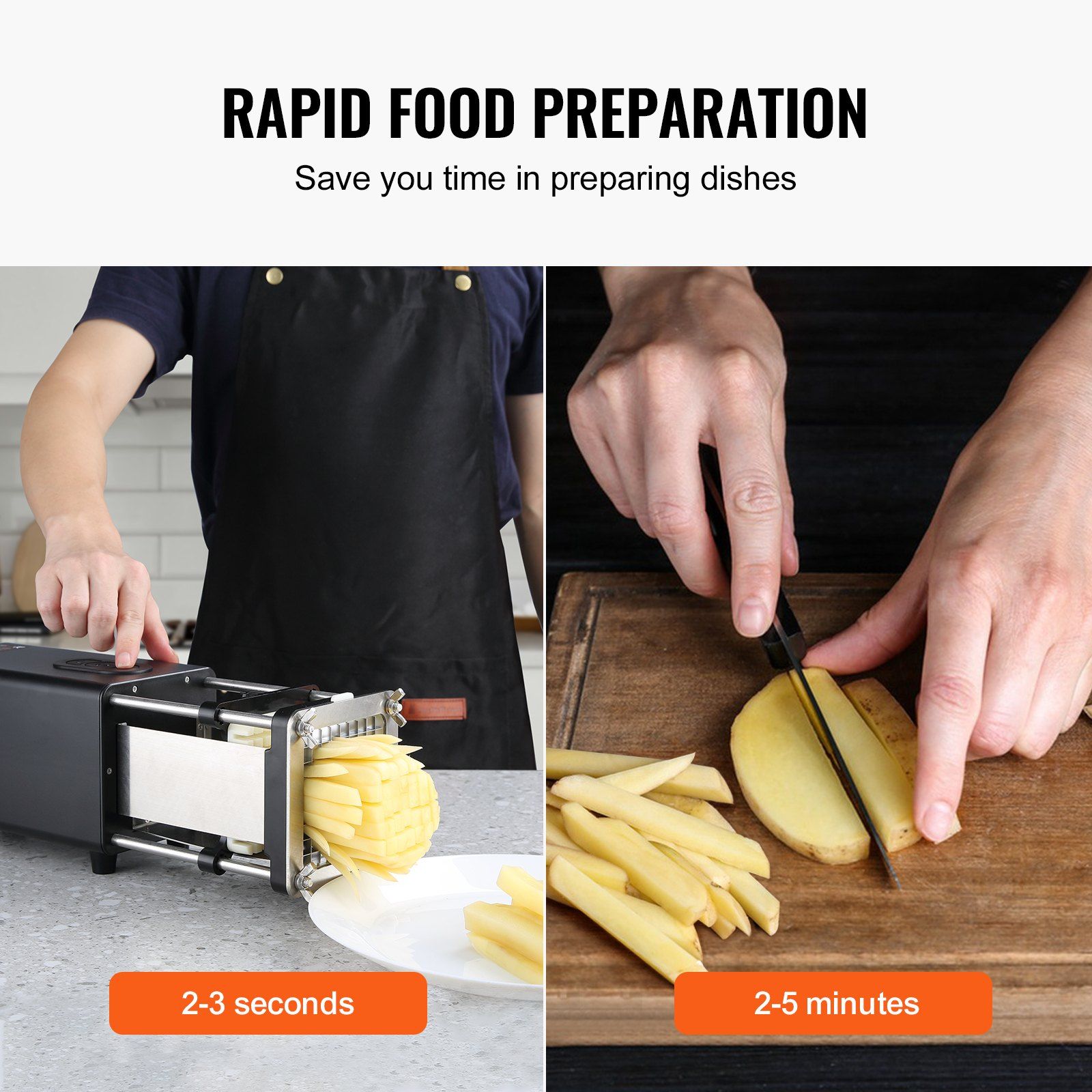 Electric French Fry Cutter, Potato Slicer with 1/2-Inch and 3/8-Inch Stainless Steel Blades, Potato Cutter Chopper w/ Anti-slip Feet, Great for Potato, French Fries, Cucumber, Vegetables, Carrot - Image 4