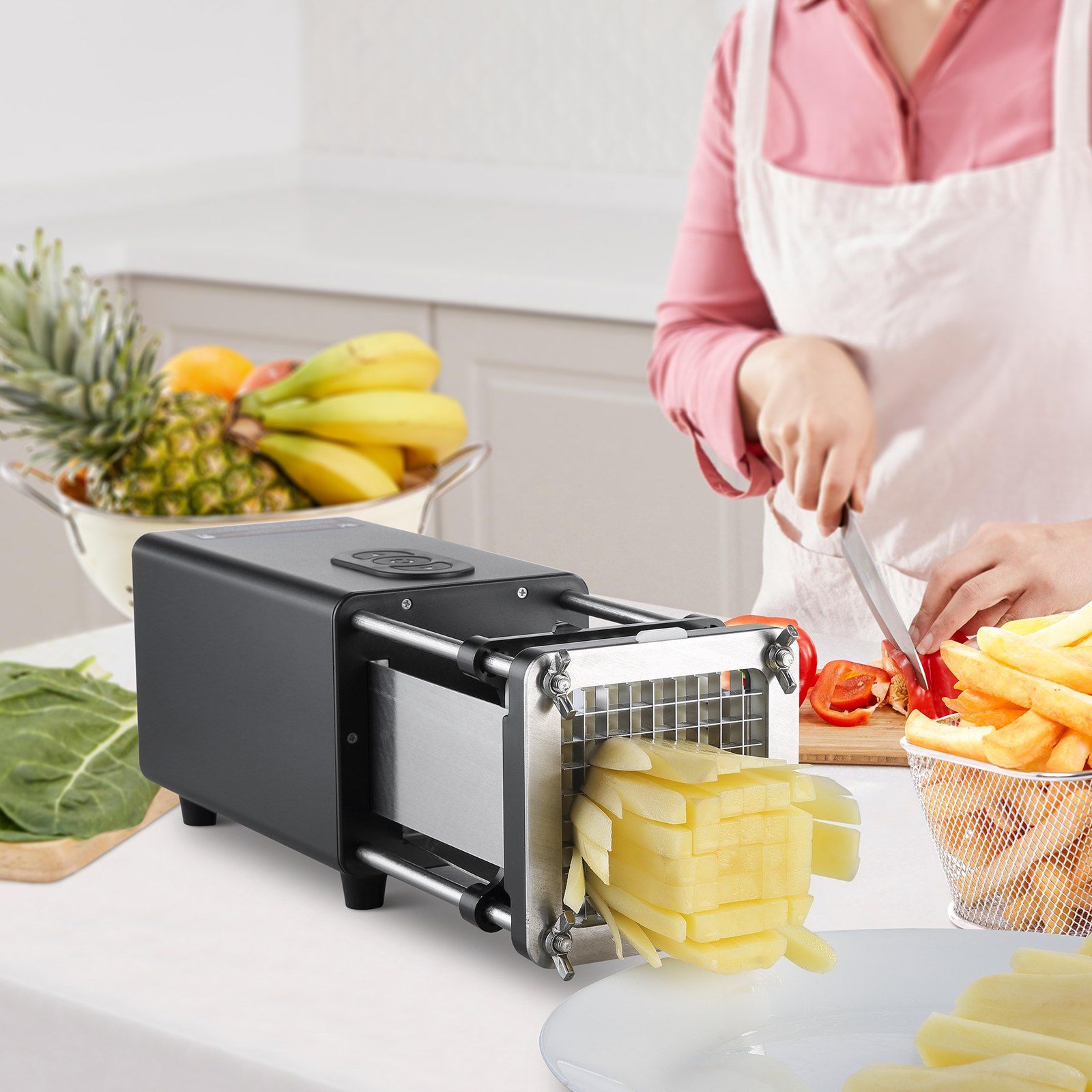 Electric French Fry Cutter, Potato Slicer with 1/2-Inch and 3/8-Inch Stainless Steel Blades, Potato Cutter Chopper w/ Anti-slip Feet, Great for Potato, French Fries, Cucumber, Vegetables, Carrot - Image 8